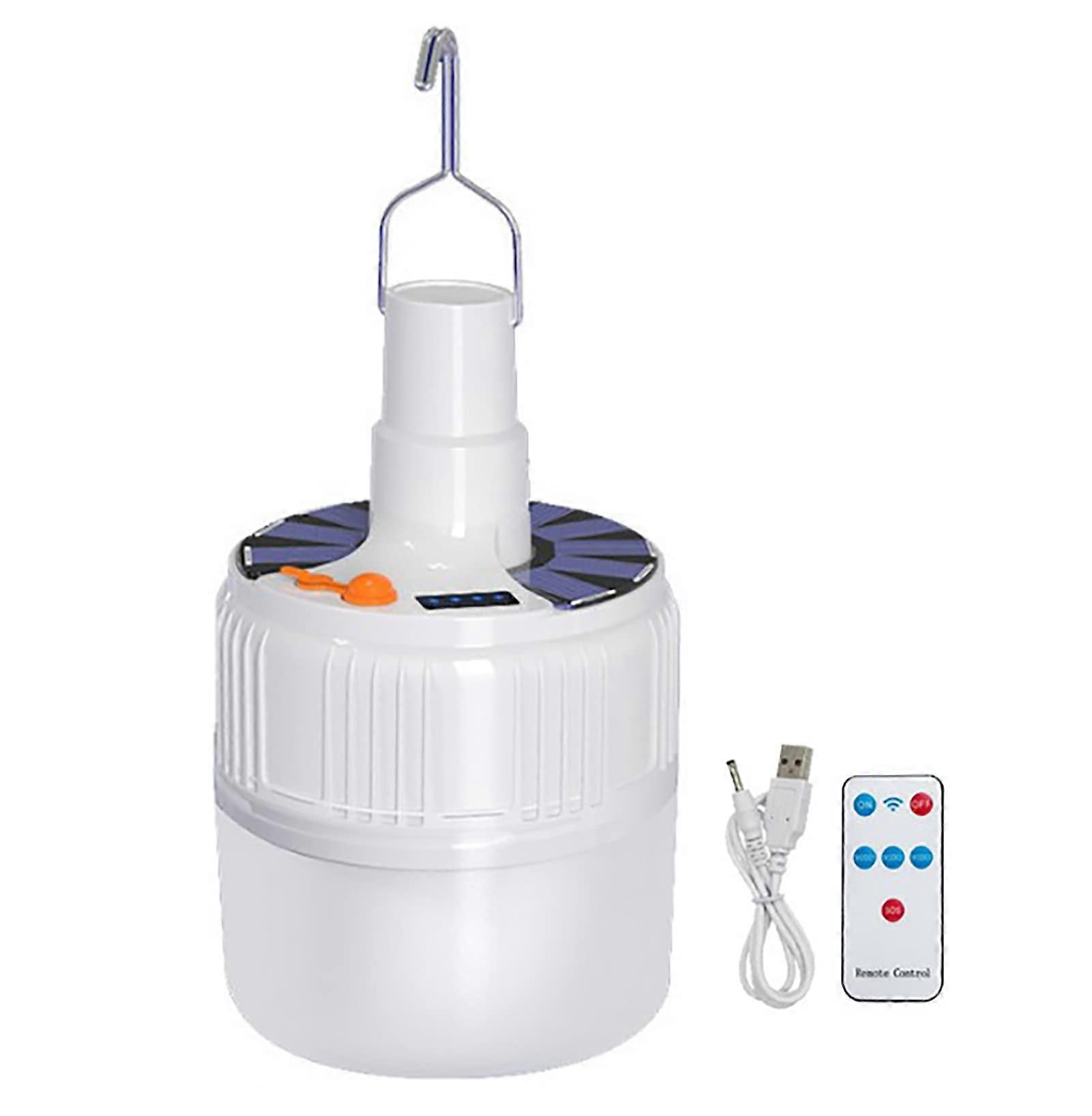 LED Solar Rechargeable Light Bulb with Remote Control for Camping Tent Hiking Power Outage