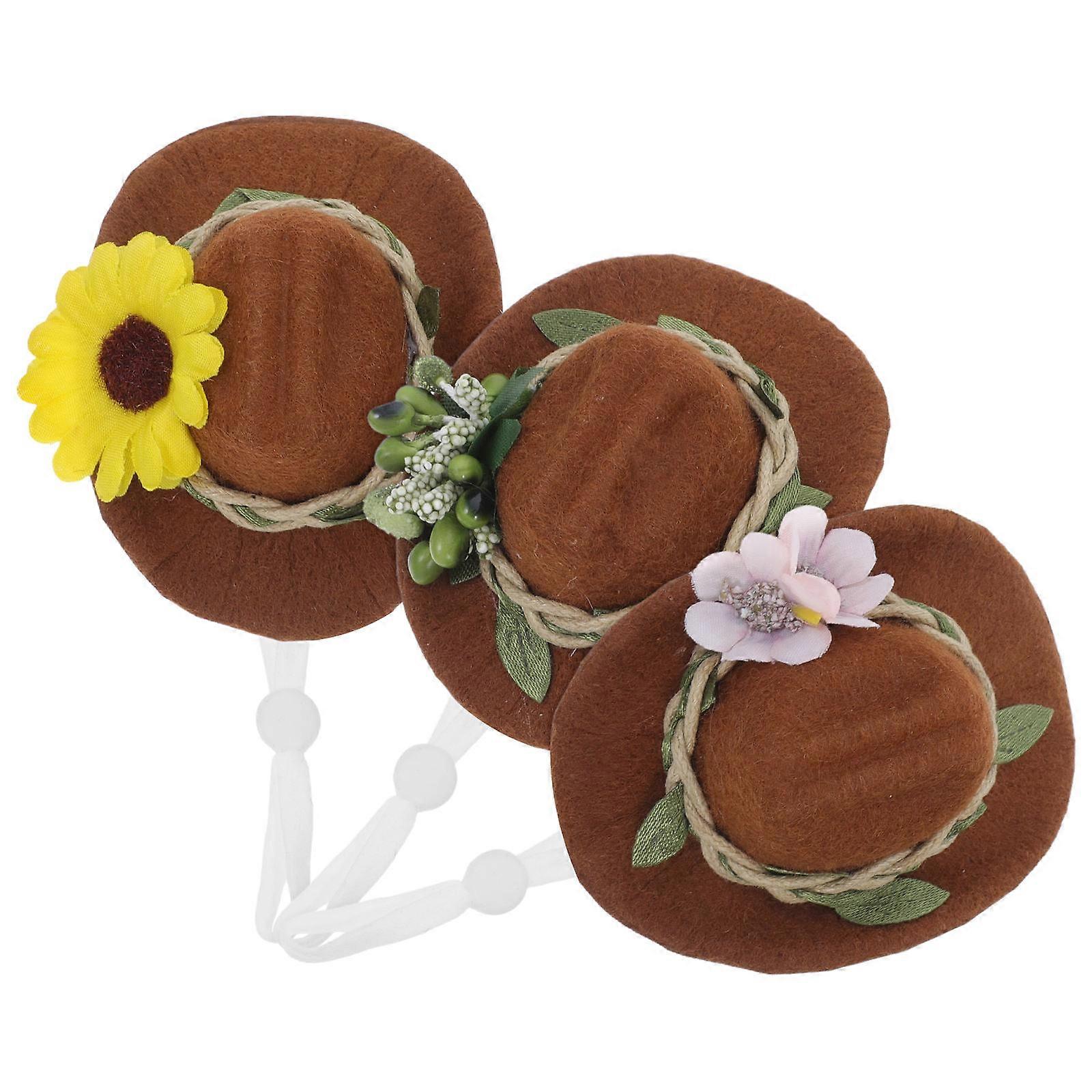 Assorted Color Mini Cowboy Hat Bottle Topper for Party Use 3Pcs Felt Hats