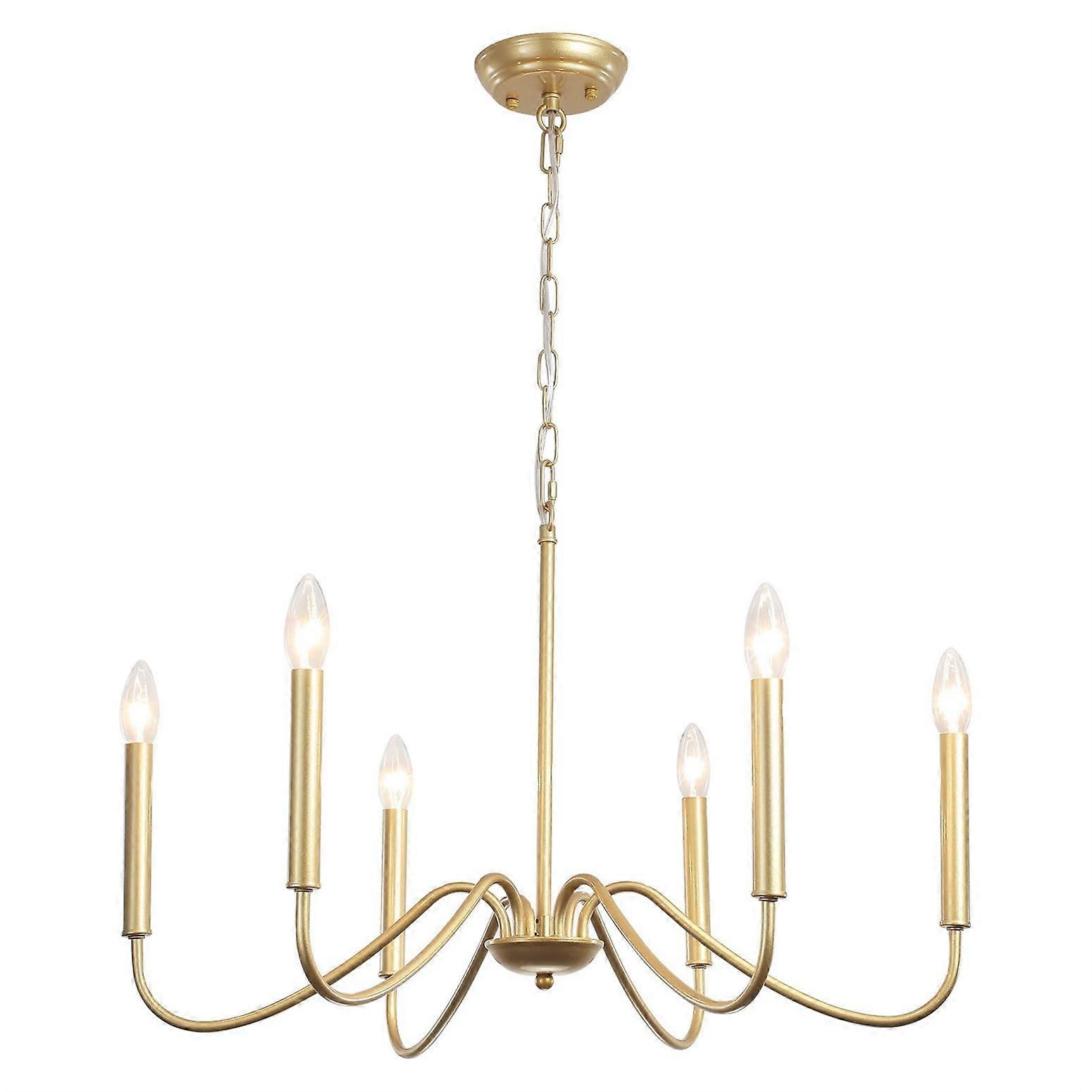 Farmhouse Chandelier for Dining Room, Rustic 6Light Fixture with Height Adjustable Chain