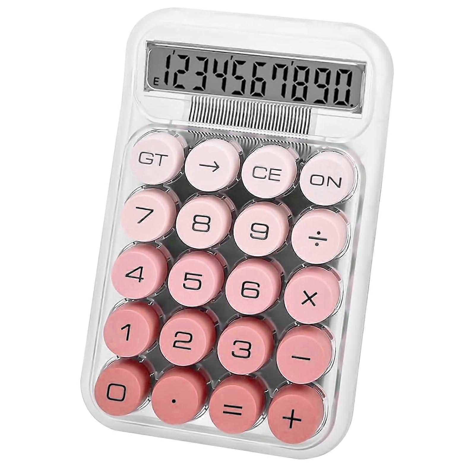 Mechanical Calculator with Accurate 10Digit Display, Retro Buttons, Large Desktop Design  Red