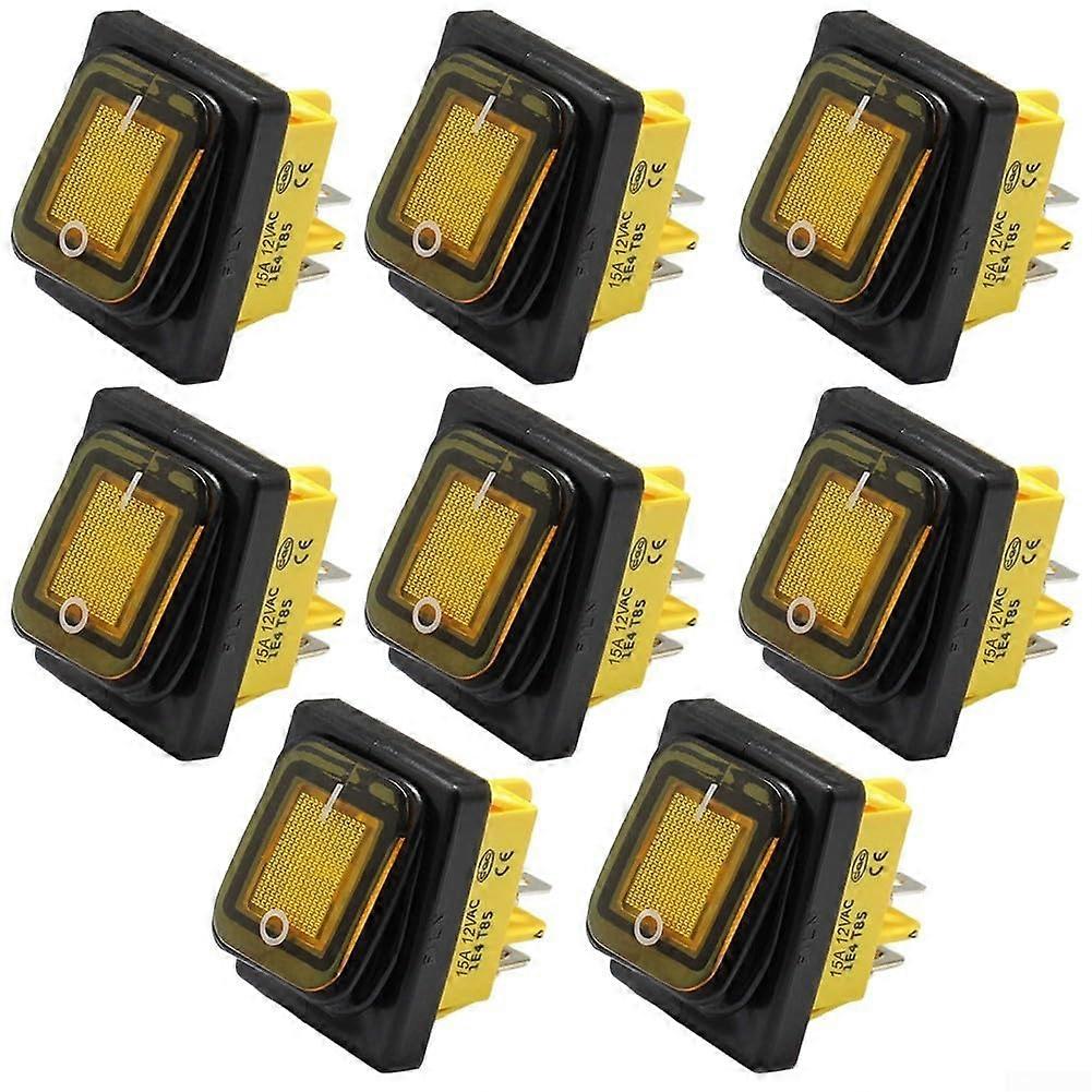 Rocker Switch 4P 15A Waterproof Toggle Switch for RVs and Boats PA66 Nylon Yellow