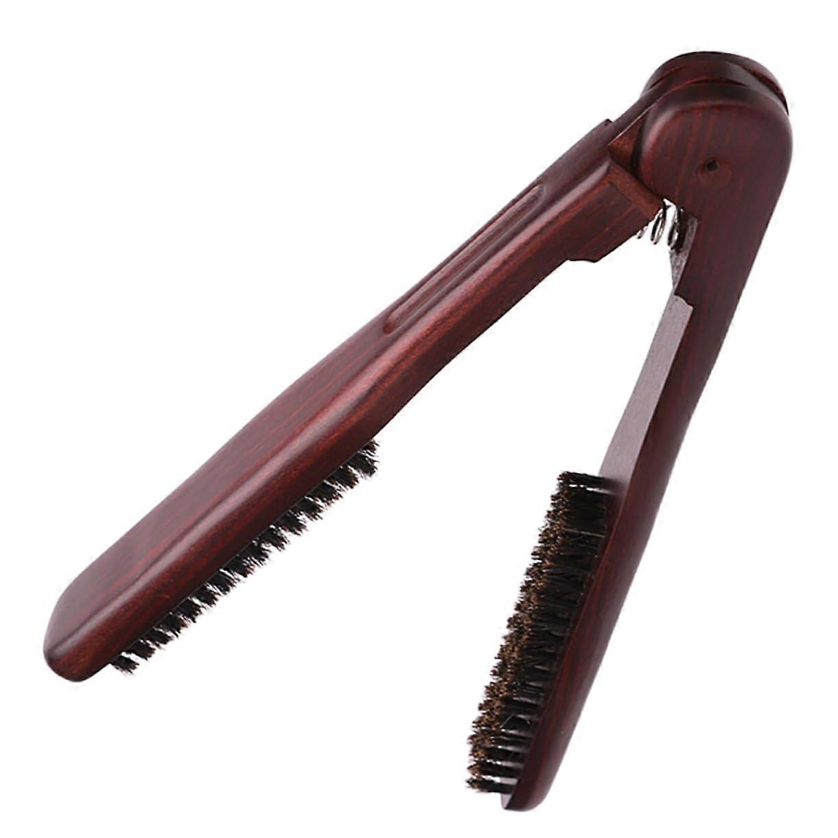 Professional Double Sided Hair Straightener Brush with Anti Static Bristles for Salon Styling