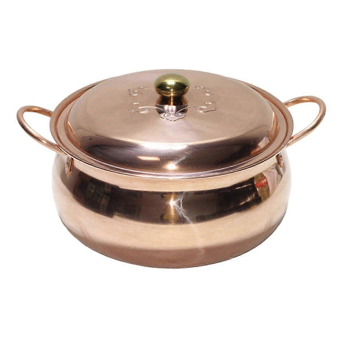 Copper Thickened Soup Pot with Double Ears, Composite Base for Induction Cooker