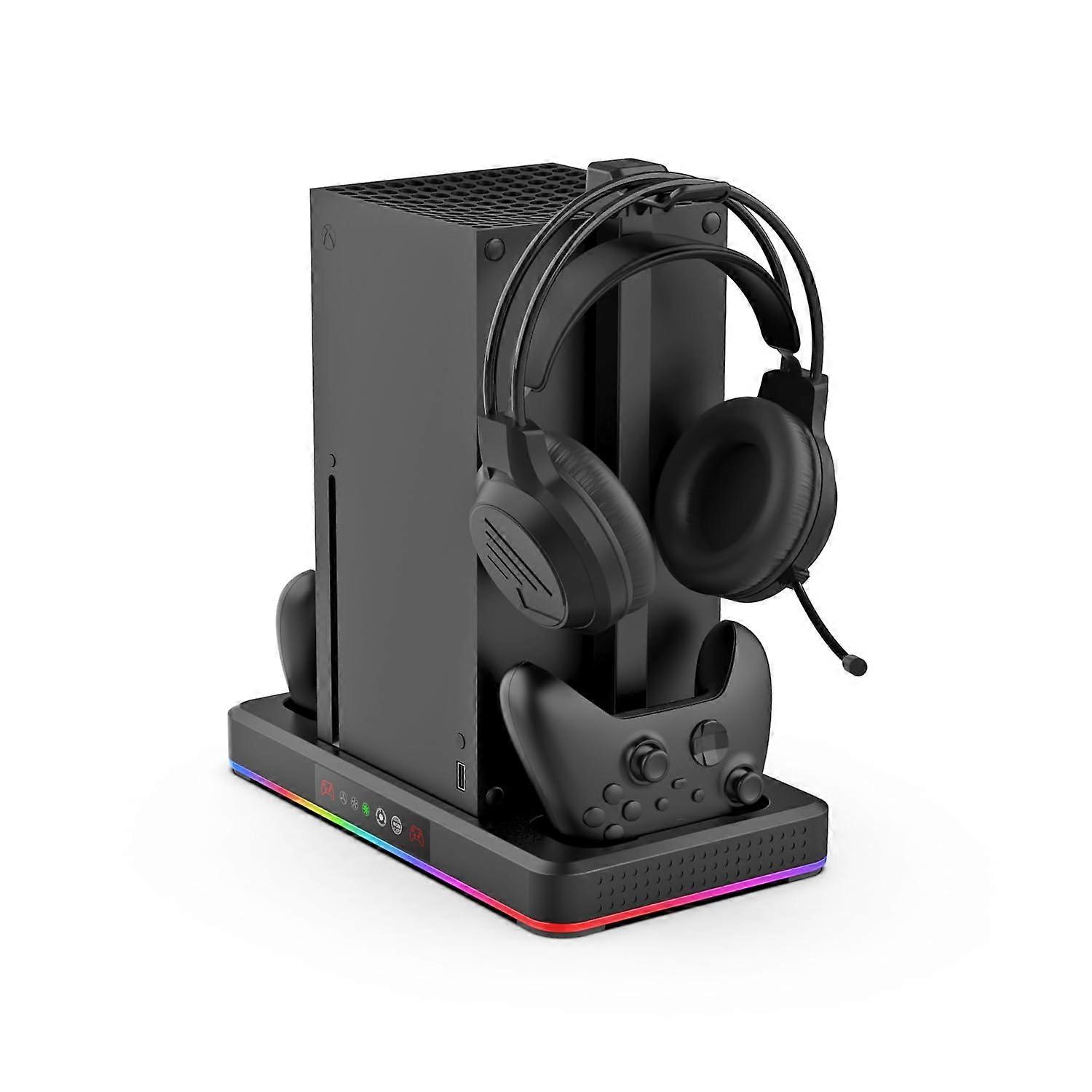 RGB Cooling and Charging Stand with Dual Controller Fast Charge and Headset Holder for Xbox Series X/S