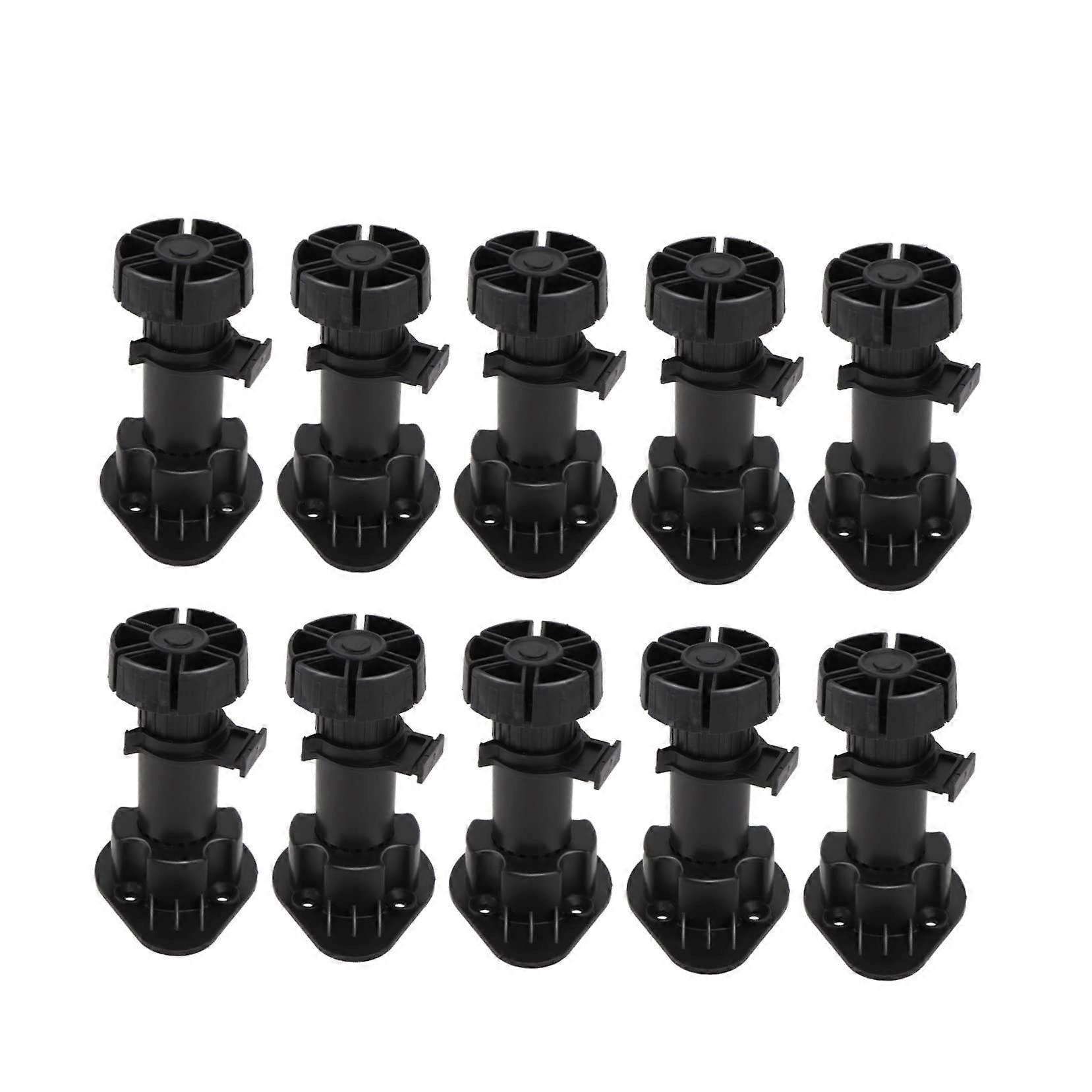 Adjustable Furniture Legs with Extra Height Stability for Cabinets Sofas Tables Black Plastic