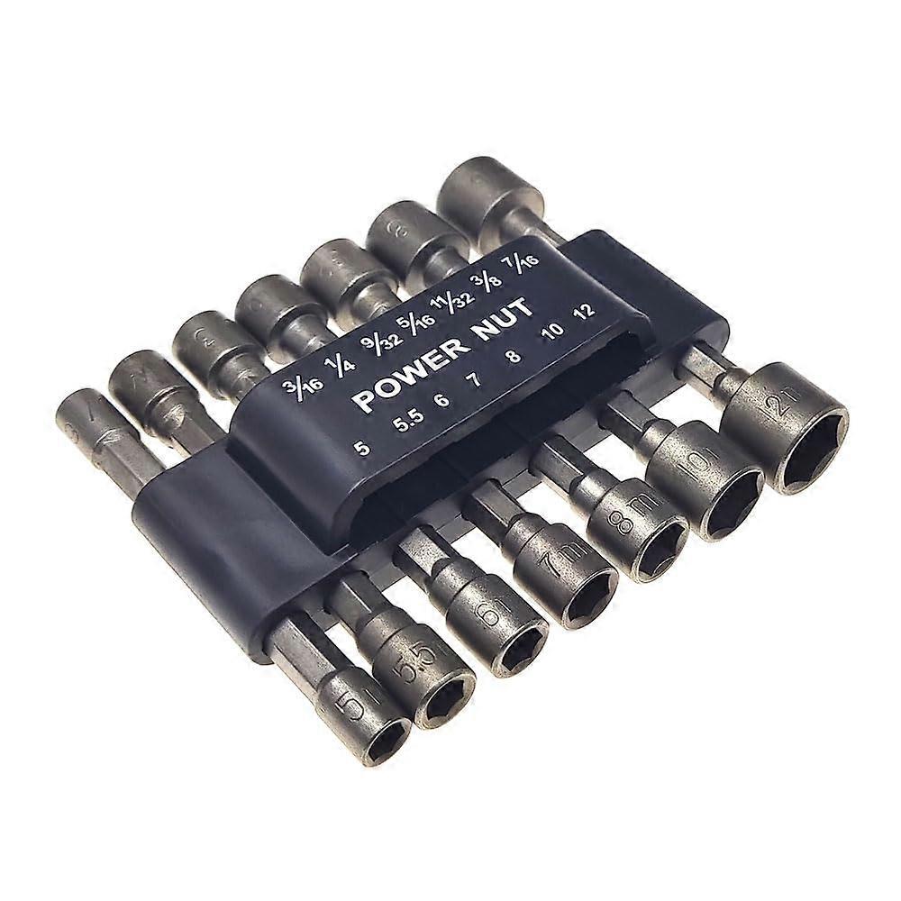 14 Piece Nut Driver Bit Set Metric and SAE, 1/4 Inch Hex Shank Impact Driver Socket Kit
