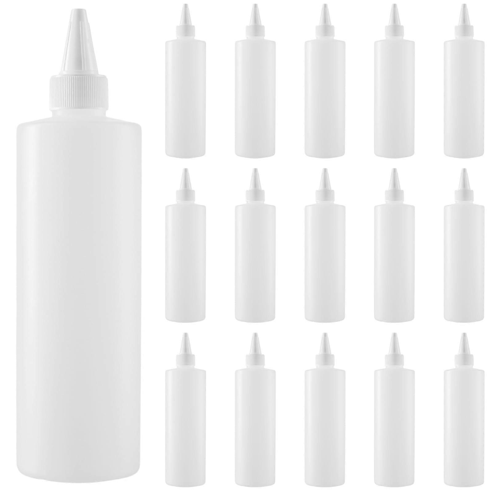 16 Pack 500ml Plastic Condiment Squeeze Bottles with Leak-Proof Screw Caps