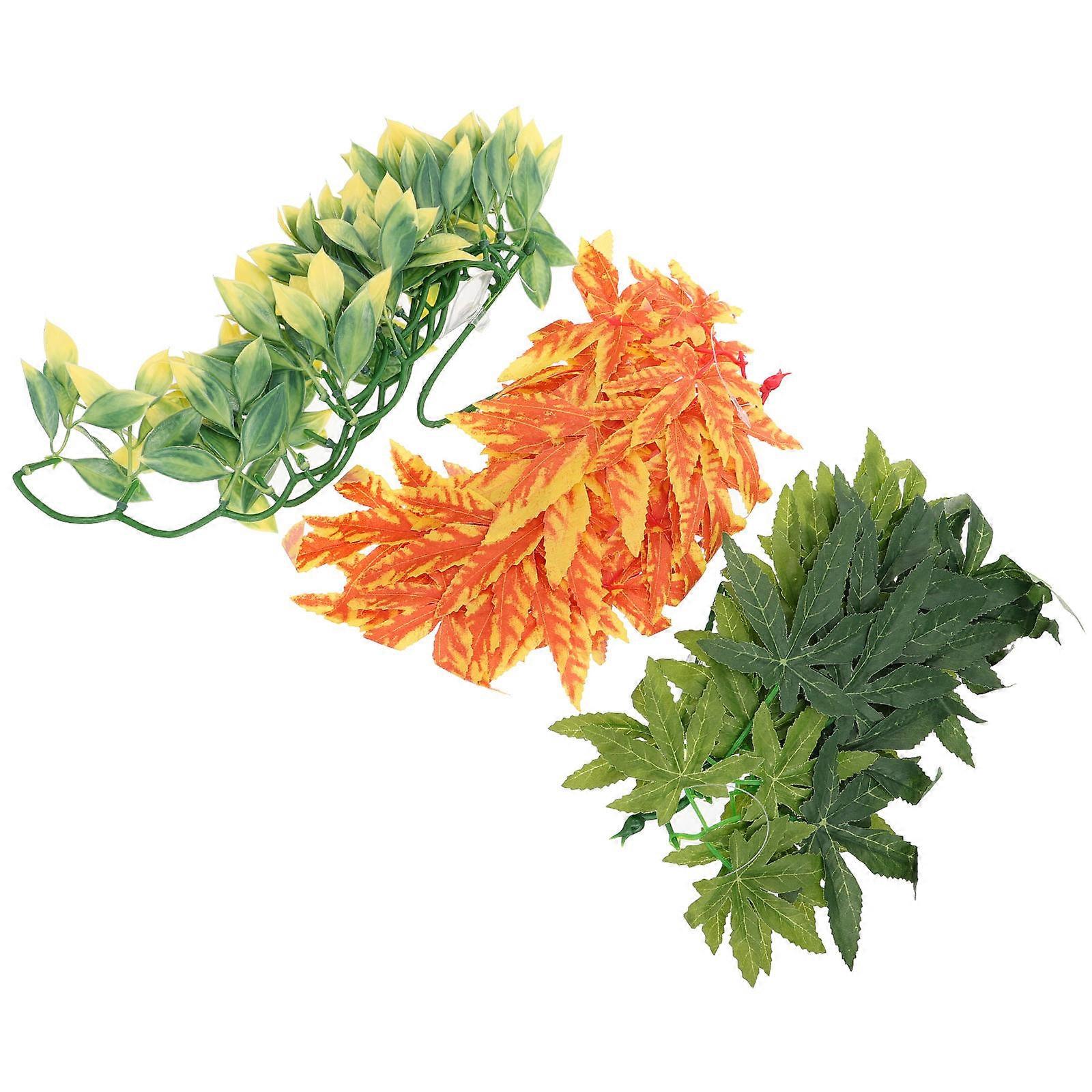 Simulation Plant Vines Plastic Artificial Reptile Habitat Decor for 3Pcs