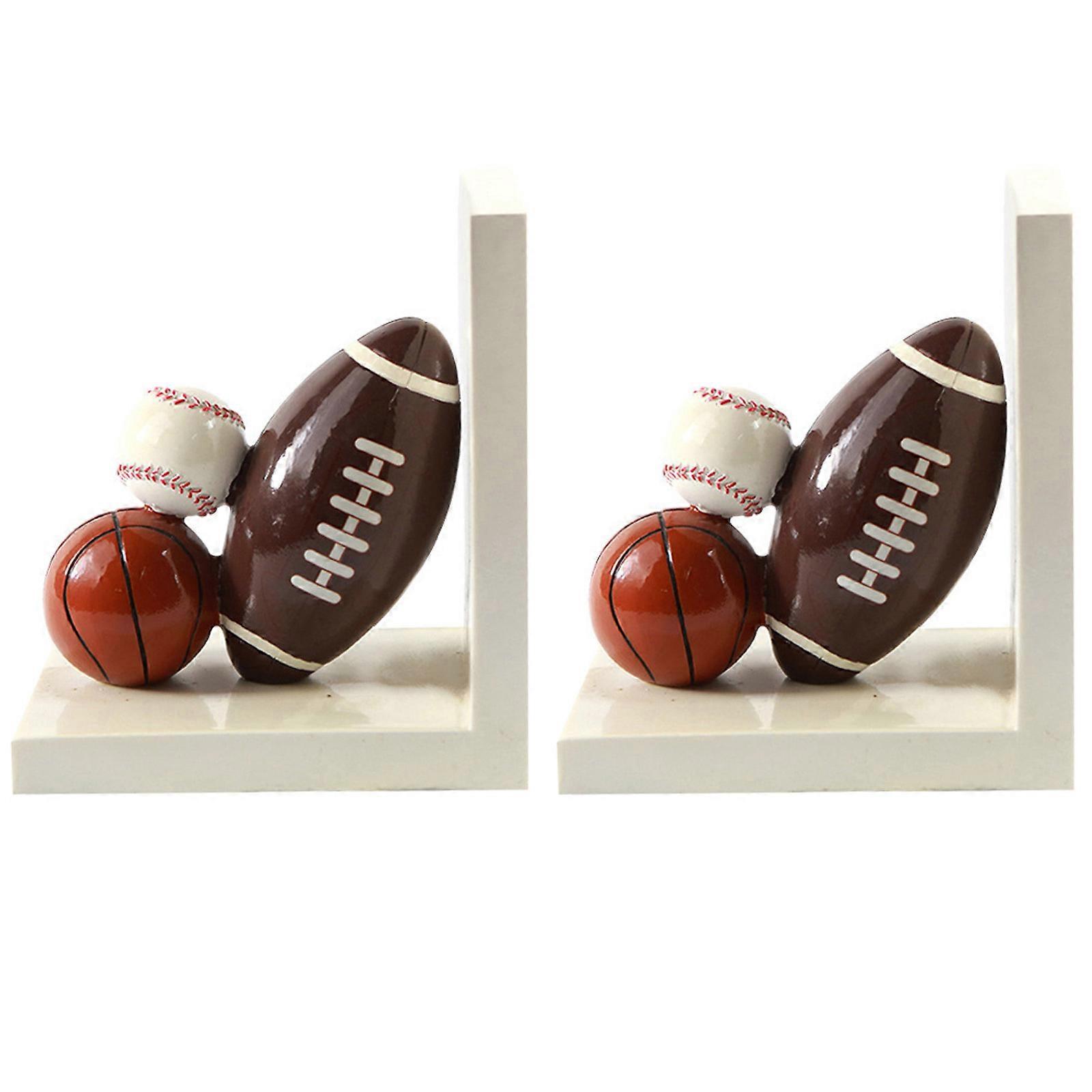 Creative Book Organizer Resin Rugby Bookend for Storage 1Pair