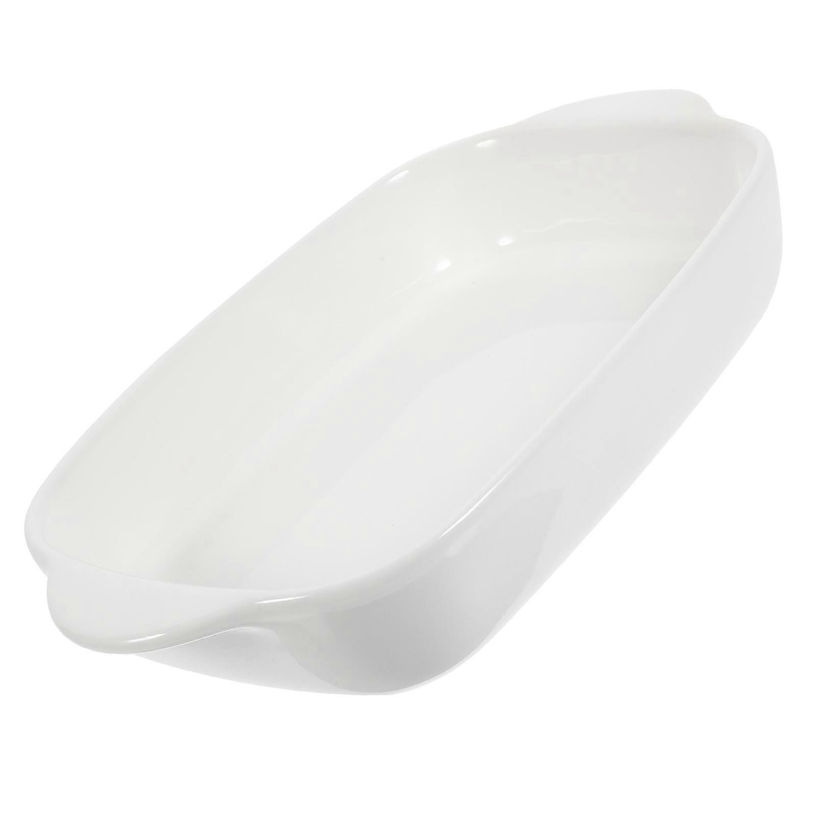 Double Handle Baking Dish Ceramic Tableware for Baking 1 Piece White