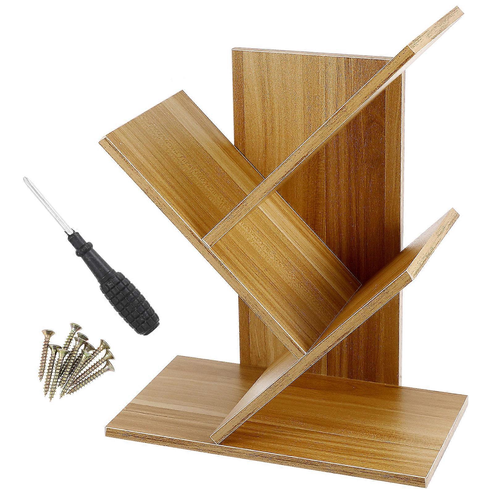 Desktop Bookcase Tree Bookshelf for Office with 3 Layers Storage