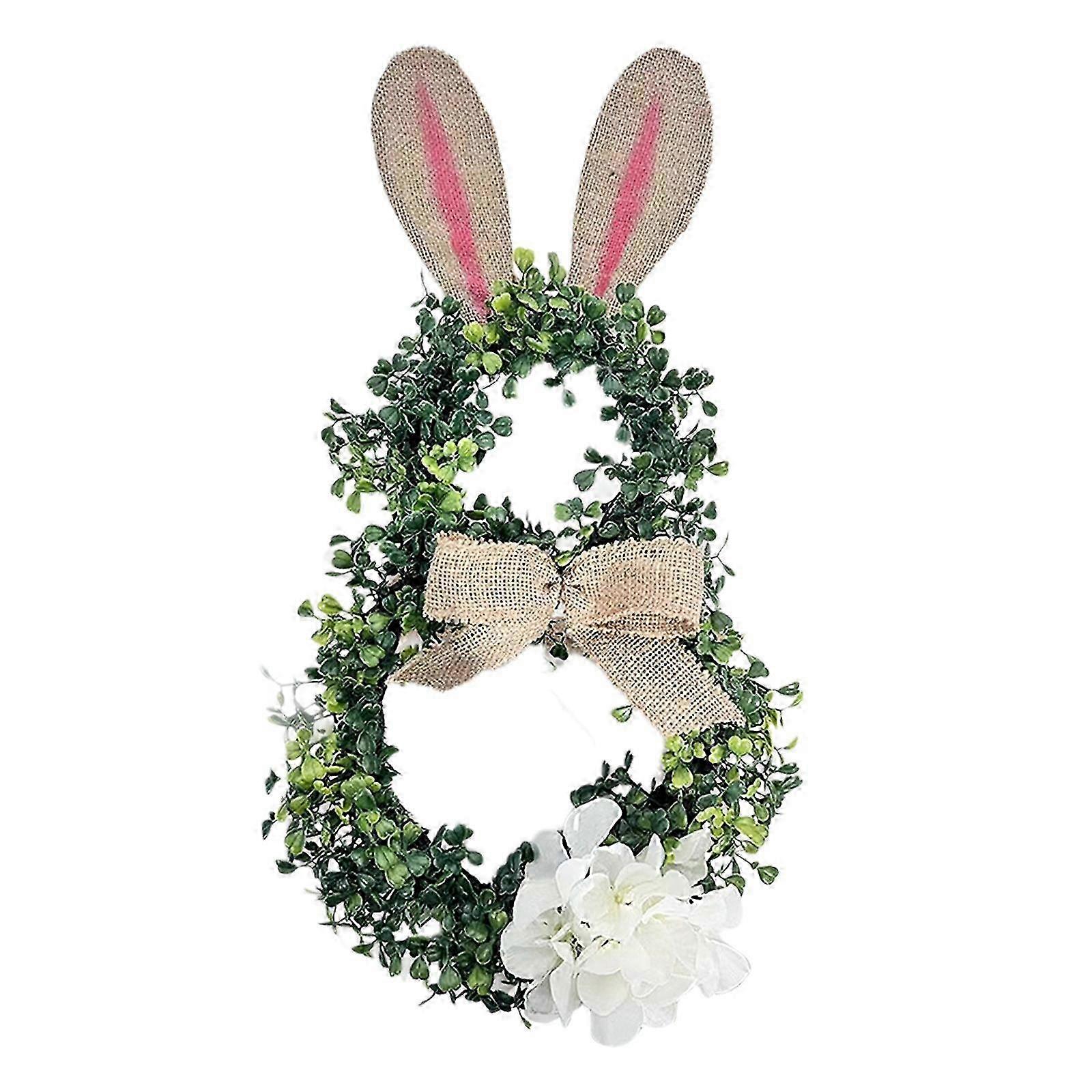2026 Easter Wreath - Bunny-Shaped with LED, Hydrangea, Spring Decoration, Door/Wall