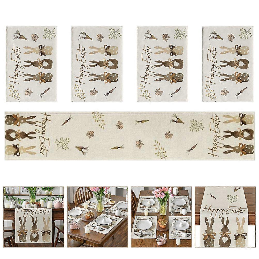 White Easter Placemat and Table Runner Set for Home Decoration 1Set Linen
