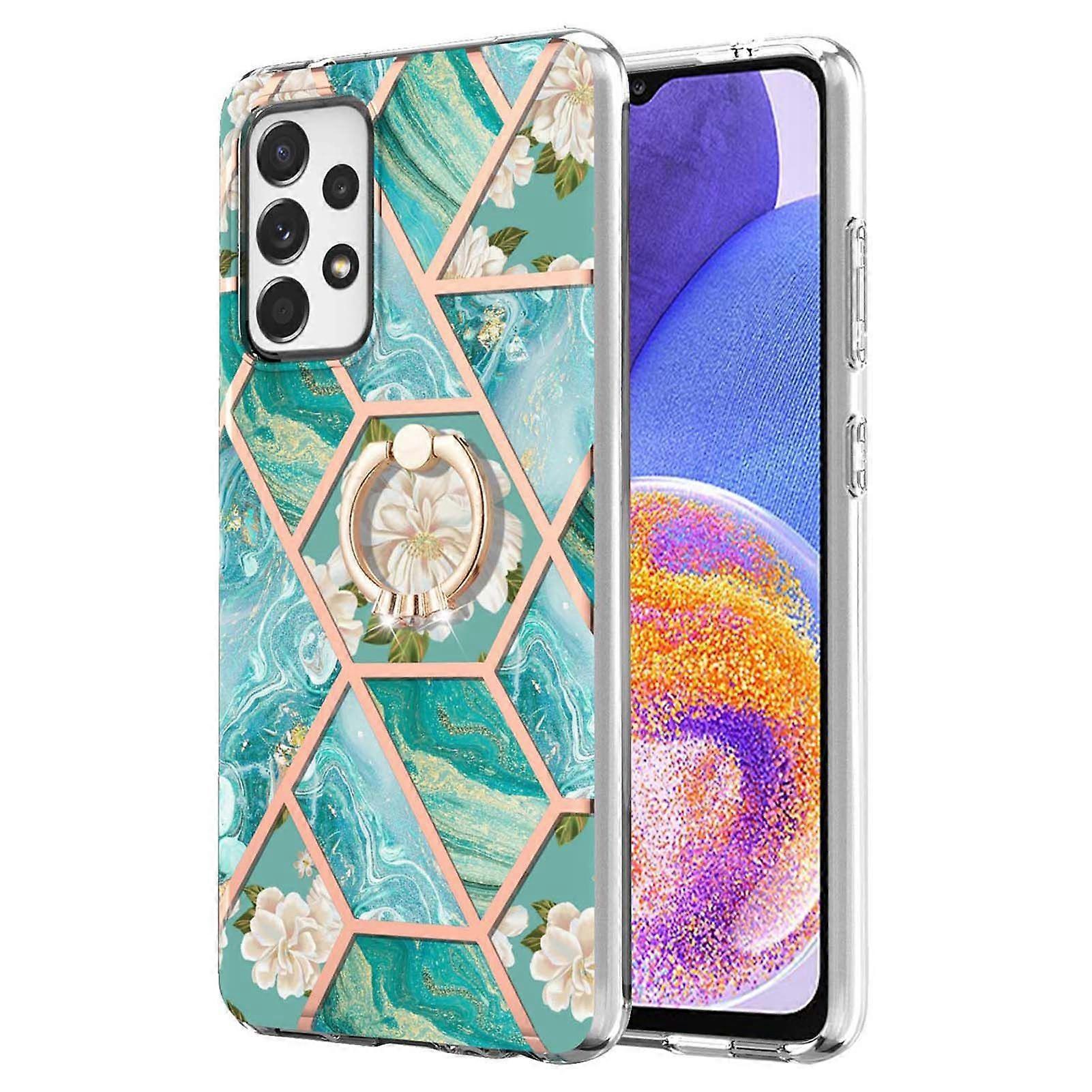 For Samsung Galaxy A23 5G (Global Version)/4G Case with Ring Kickstand IMD Marble Pattern TPU Back C