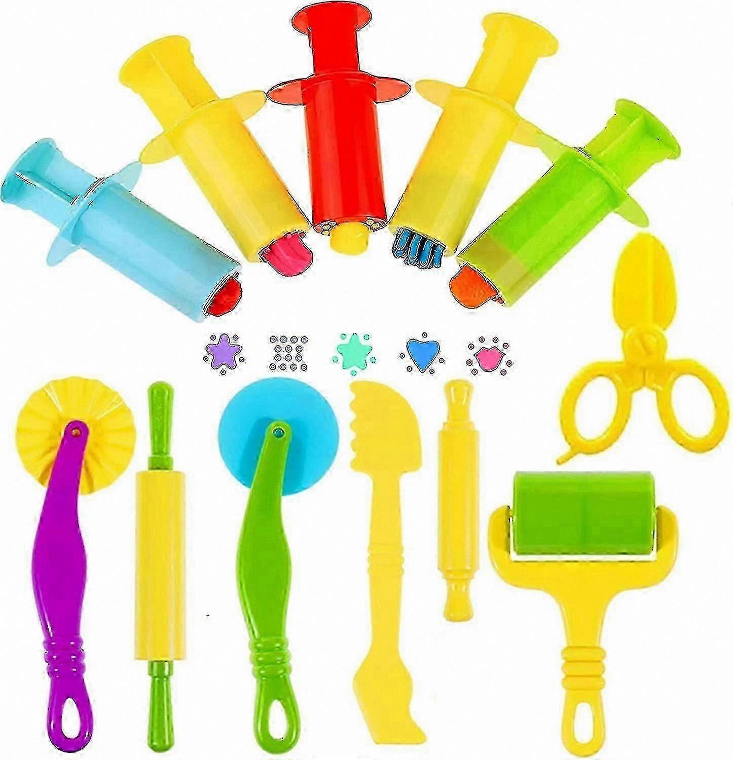 Kids Play Dough Tools Set with Extruder, Roller, Scissors & Knife - 12 Piece Kit
