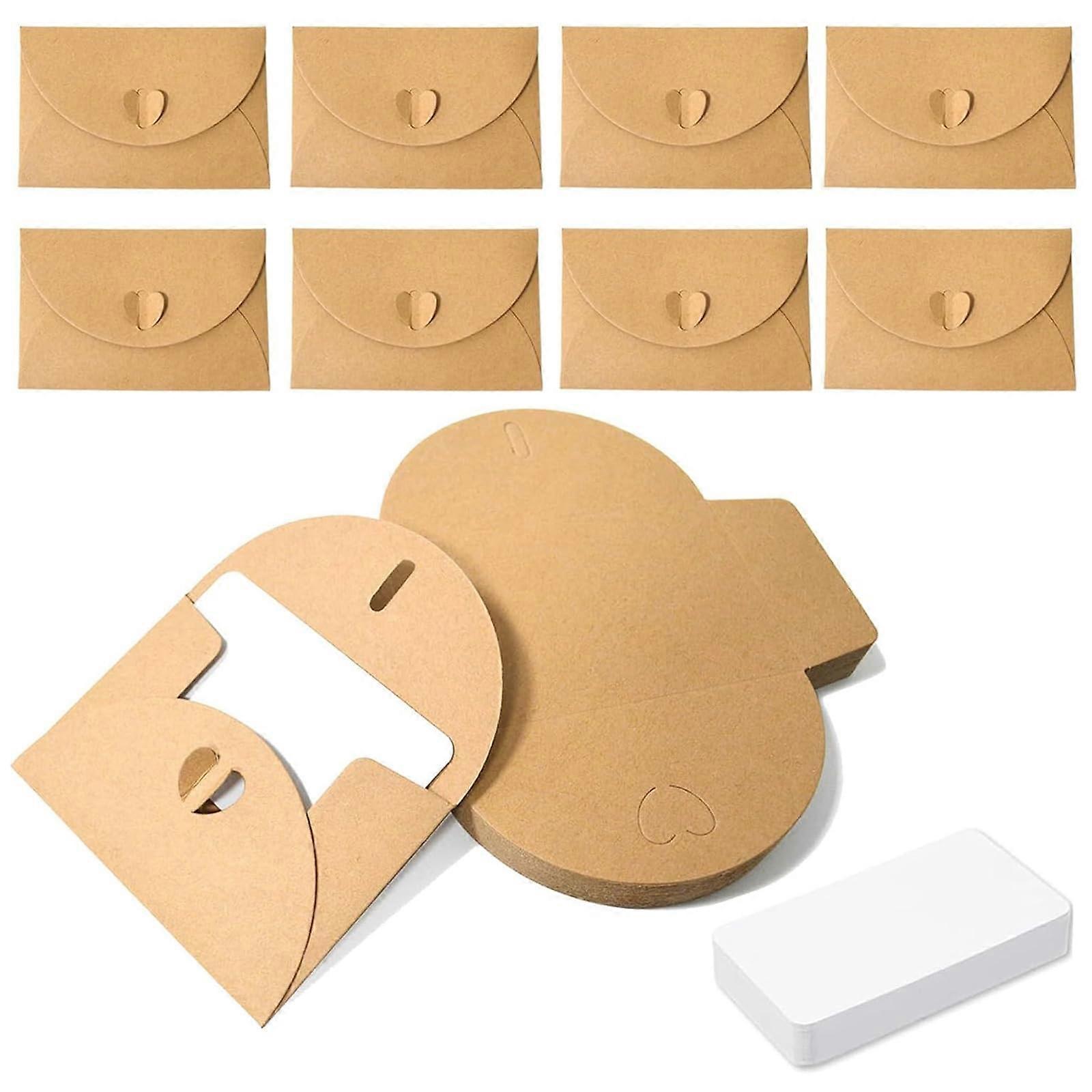 Mini Envelopes with Heart Clasp and Blank Greeting Cards Set for Wedding, Party, Gift Notes