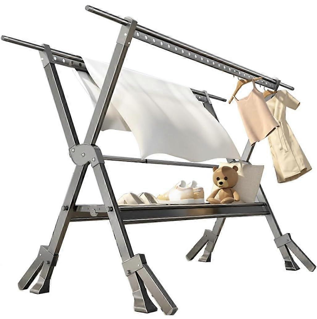 Clothes Drying Rack Aluminium Folding Retractable Laundry Hanger Adjustable 250cm for Balcony