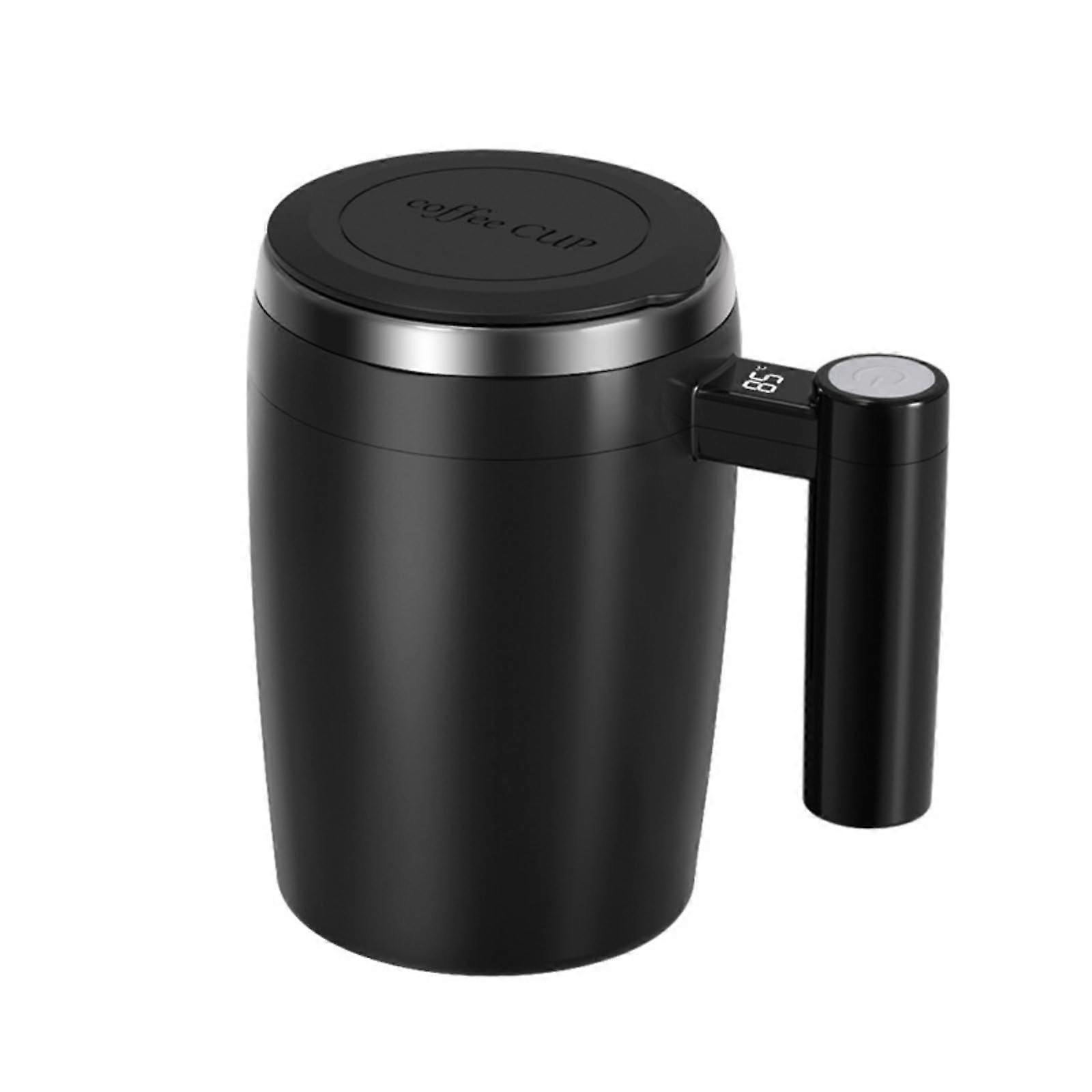 Automatic Self Stirring Mug with OneClick Magnetic Mixing and LCD Temperature Display, Black