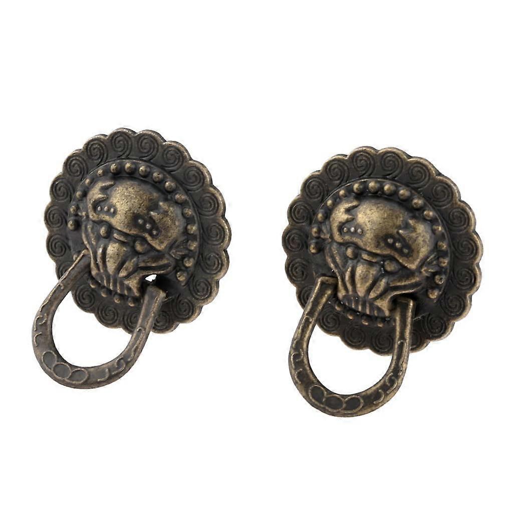 Antique Bronze Cabinet Knobs and Vintage Drawer Pull Handles with Screws, Set of 2