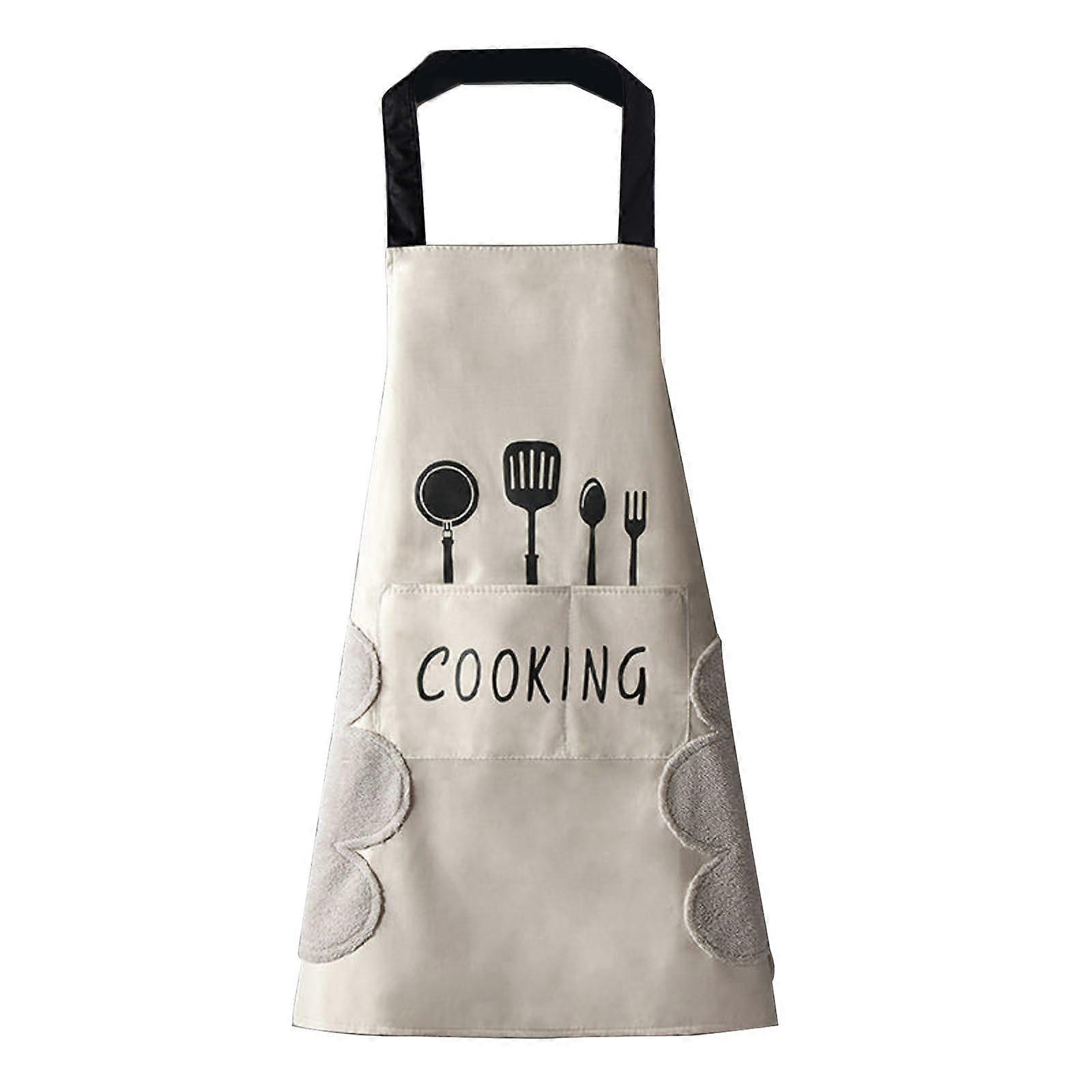 Waterproof Kitchen Apron with Hand Wipe Pockets, Adjustable Straps, Large Pocket for Cooking Baking