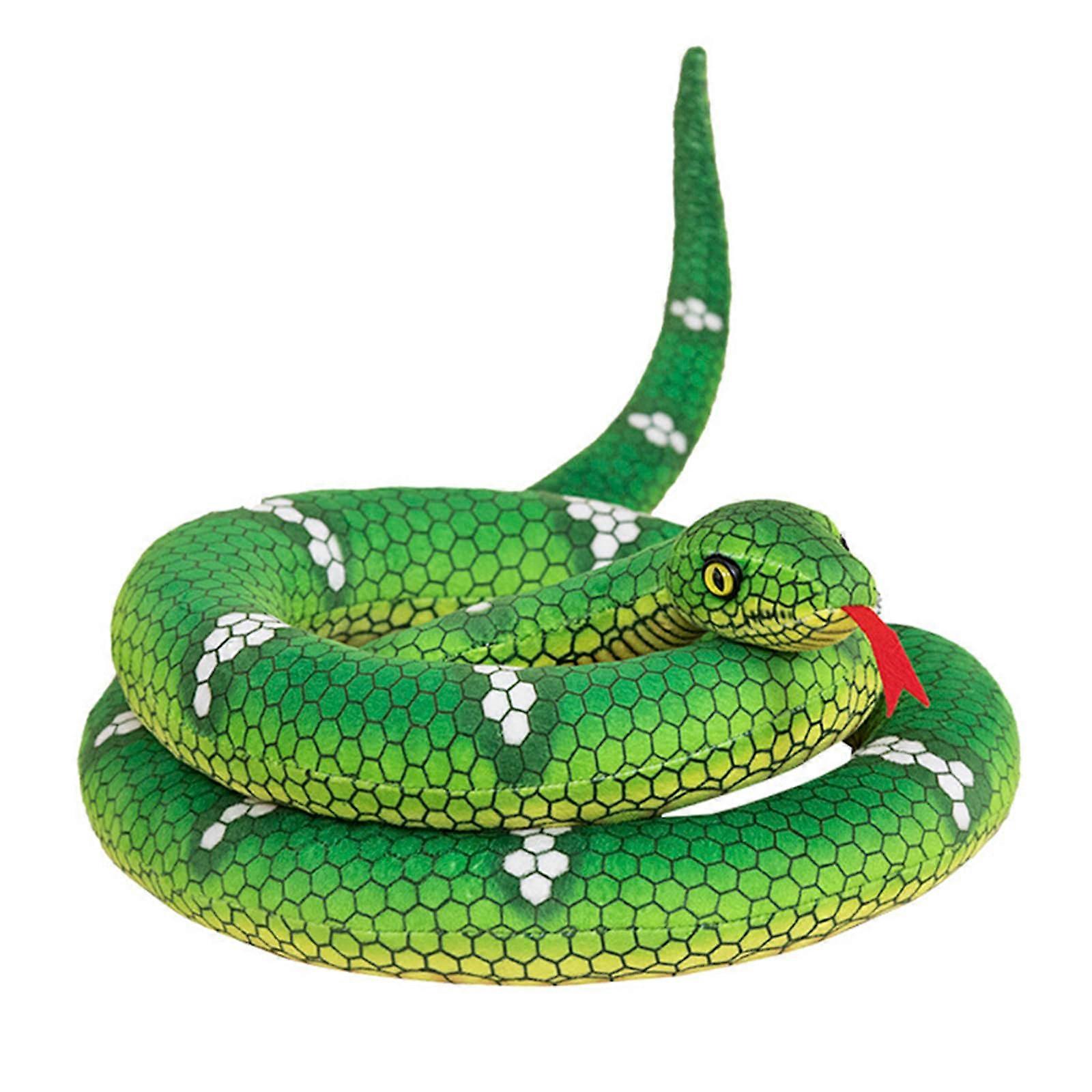 Realistic Snake Plush 75 Inch Giant Python Stuffed Toy Green Bendable Soft Halloween Party Prop