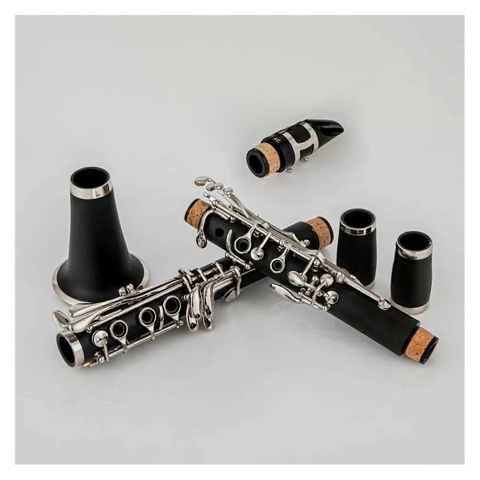 Professional 17 Key B Flat Clarinet Body Silver Plated Keys with Carry Case