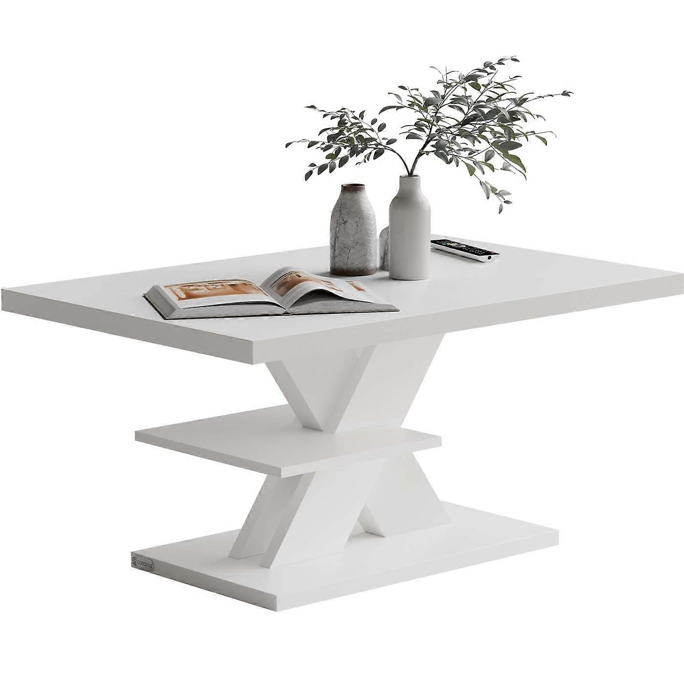Coffee table, White 90x60x45 cm, Extra storage