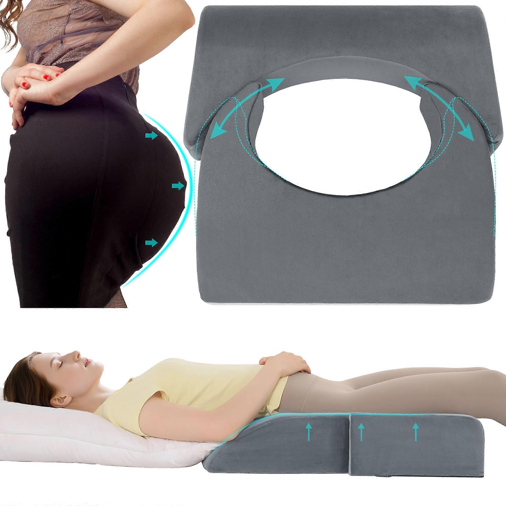 Adjustable BBL Pillow with Hole for Sleeping,  Density Foam Support, Dark Grey Post Surgery