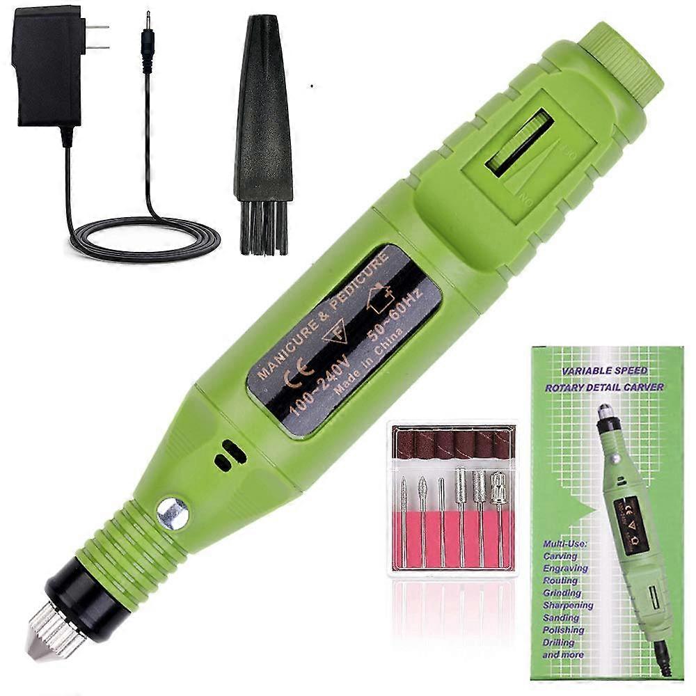 Electric Nail Drill with Adjustable Speed Control, MultiFunction Bits for Acrylic and Gel Nails, Green