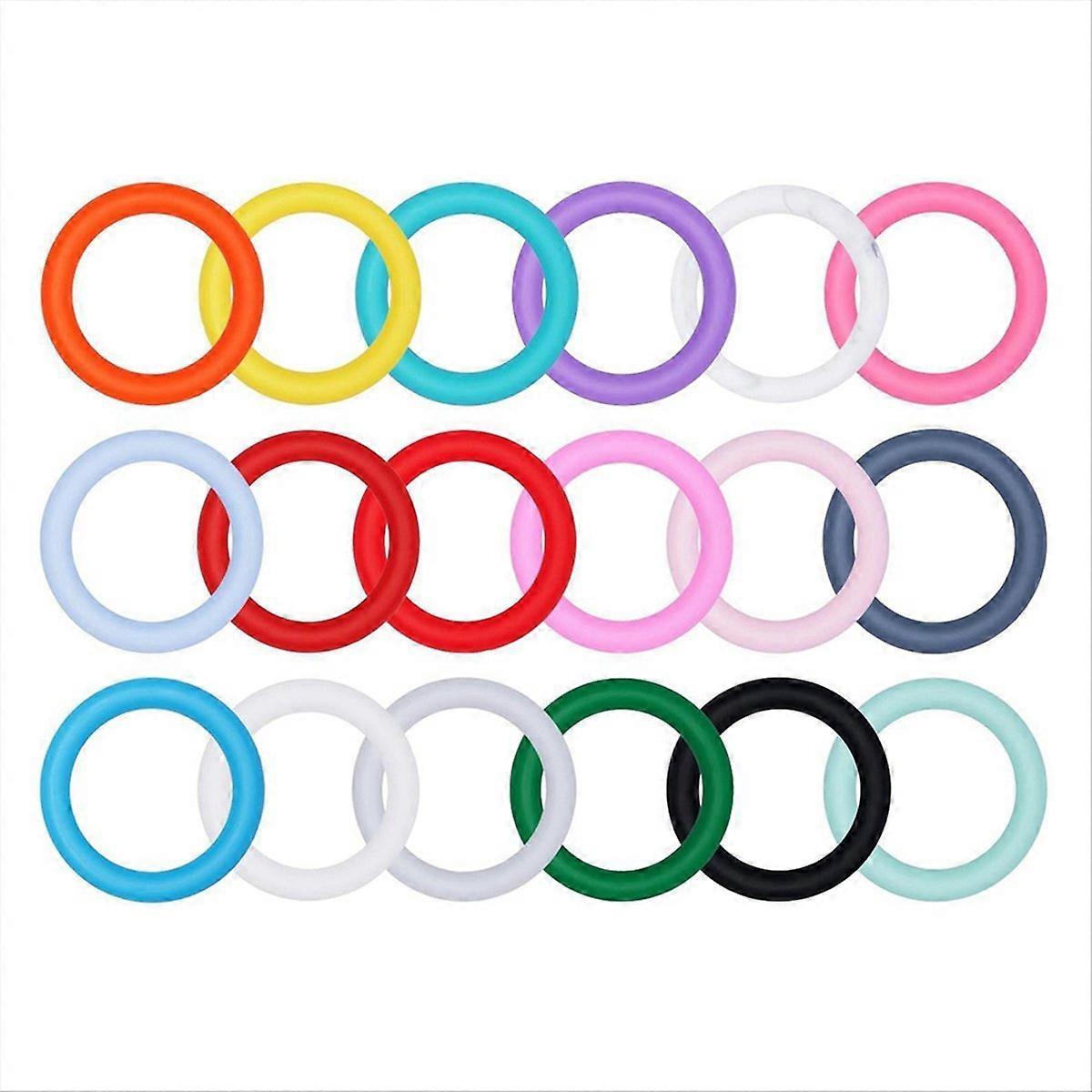 18Pcs Silicone Beadable O Rings with 2 Hole, Frames Silicone Pendant