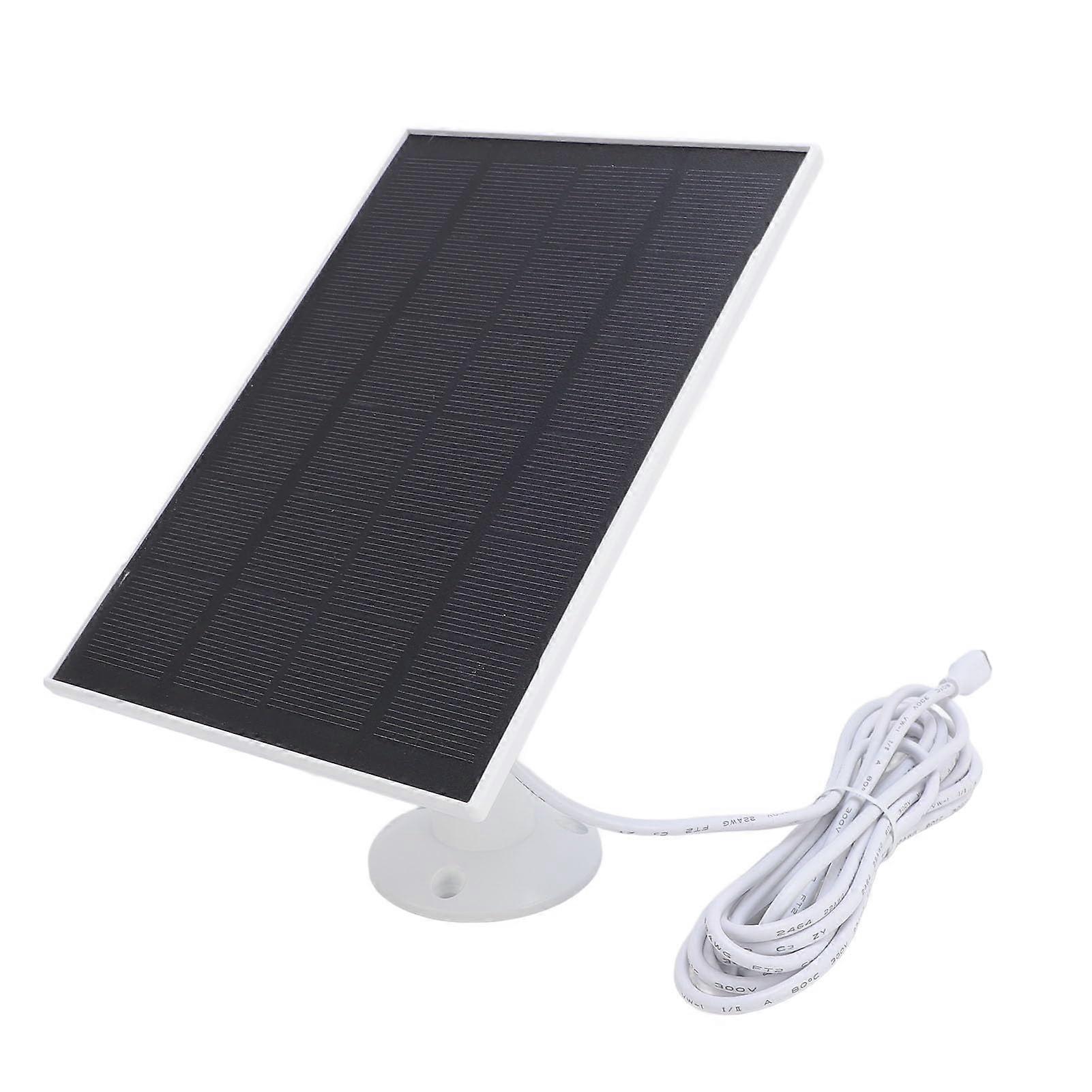 8W Solar Panel for Security Camera with USBC and Micro USB, IP66 Waterproof, 360° Adjustable Mount, 9.8ft Cable, White