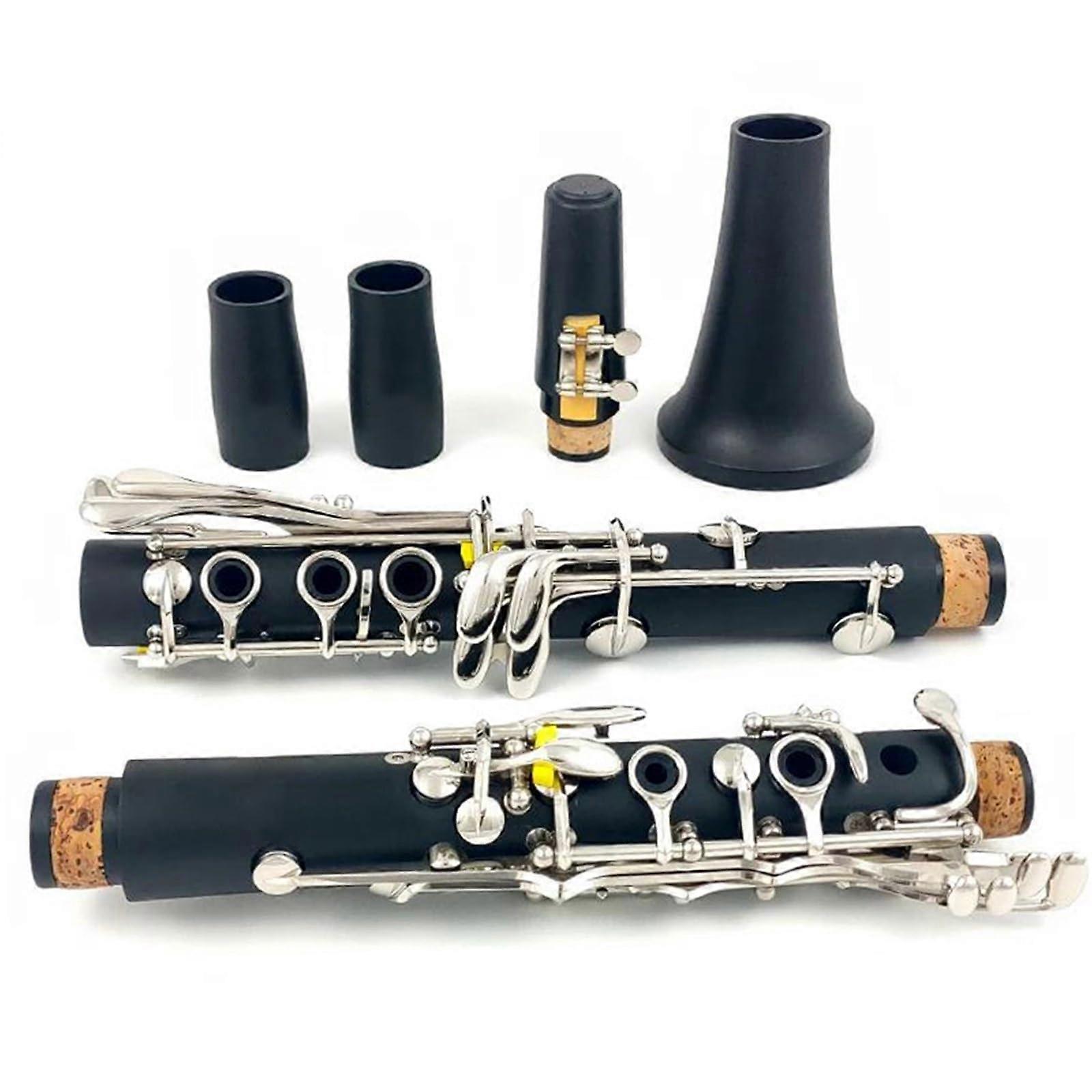 Student Plastic Clarinet with NickelPlated Keys for School Band and Beginner Practice