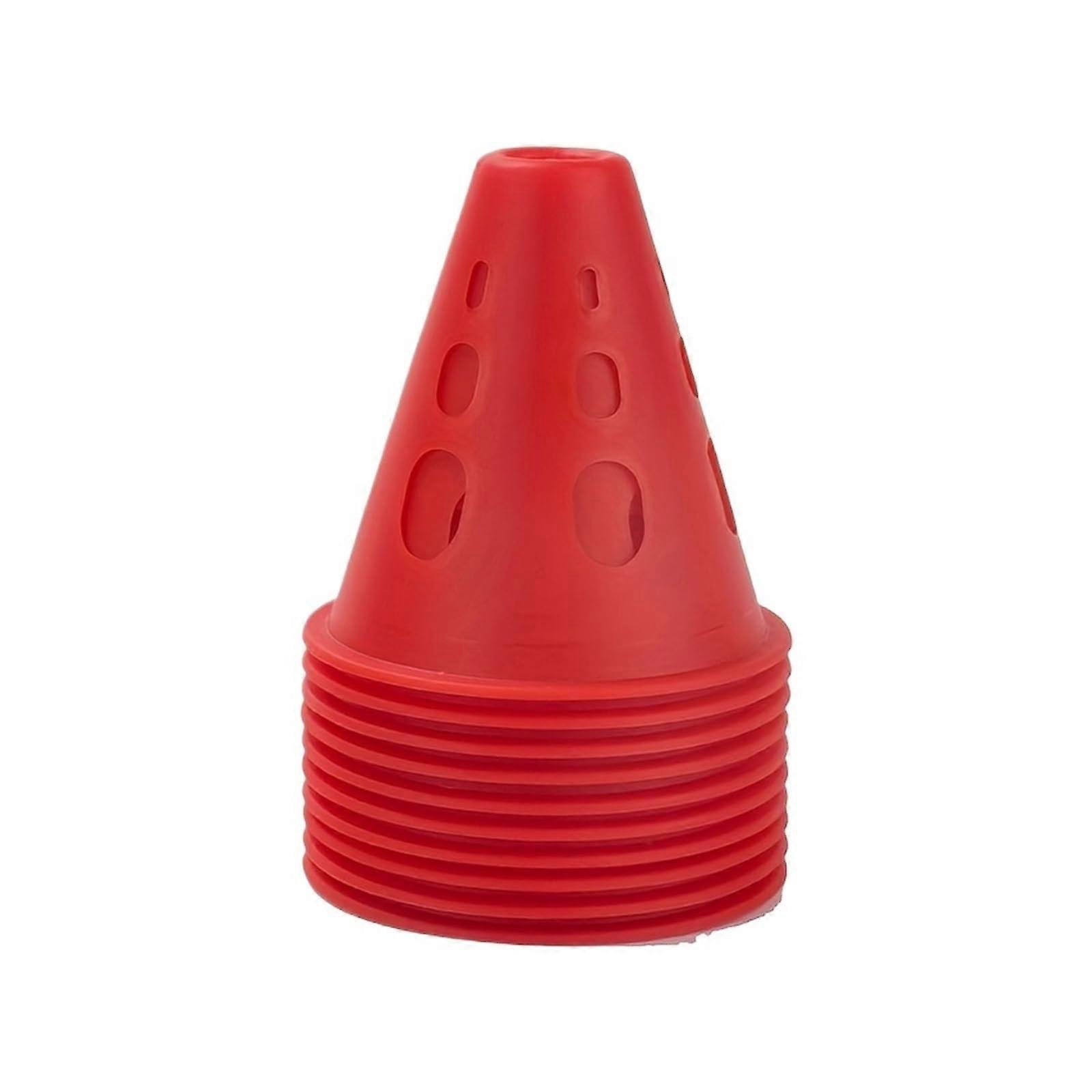 10pcs Windproof Soccer Training Cones Set for Agility Drills, Quick Set Up and Easy Storage, Red