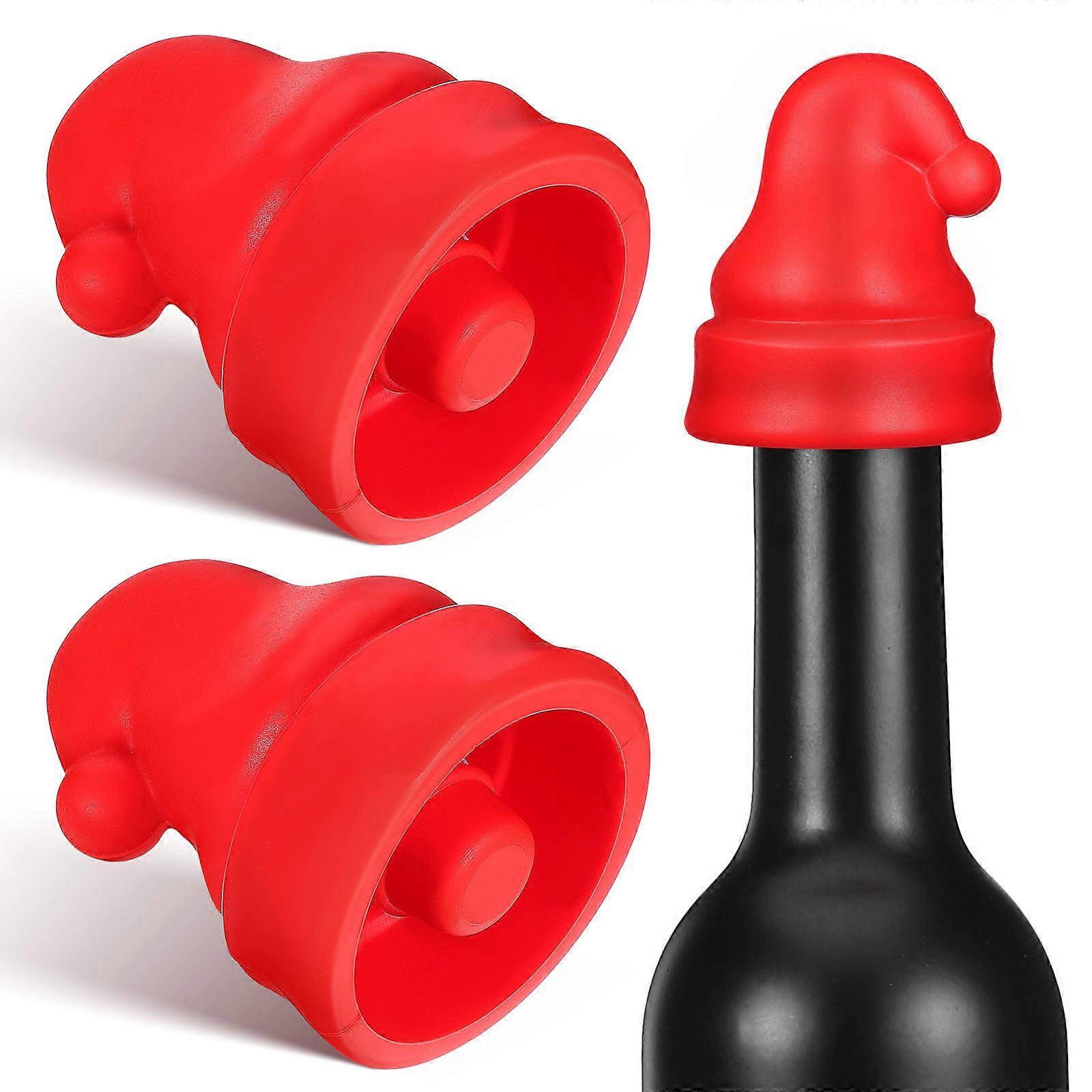 Christmas Red Silicone Stoppers for Decor 2Pcs