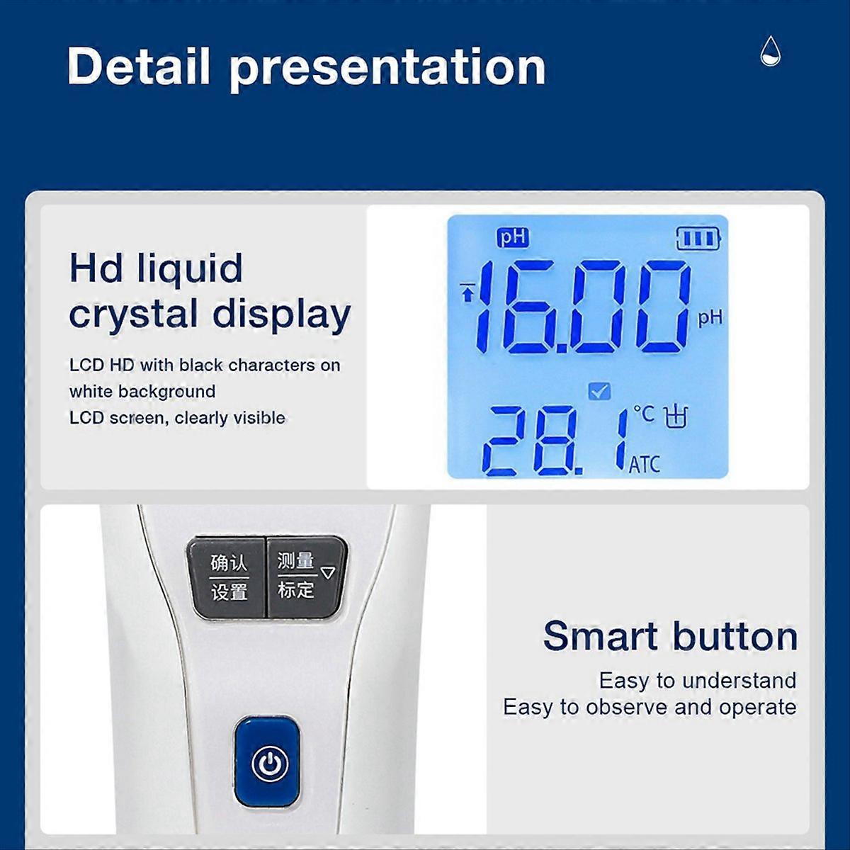 PH Pen Type Acidity Measuring Meter High Precision PH874 EU Plug