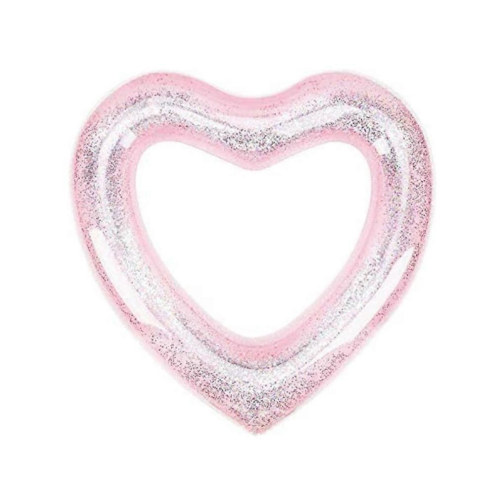 Heart-Shaped Swim Ring for Swimming Use 2Pcs Inflatable Rose Gold Pool Float