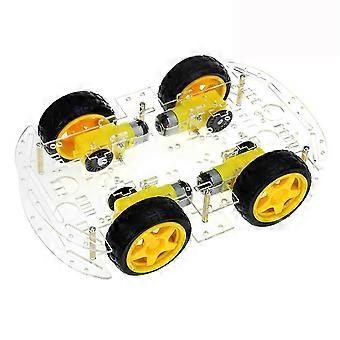 Kit de carro robô inteligente de acrílico com tração dupla nas quatro rodas e chassi grande e estável.