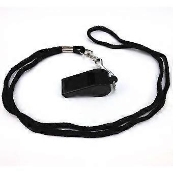 6Pcs Plastic Referee Whistle Whistles with Adjustable & Removable Lanyard for Lifeguard for football & other events (Black)