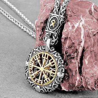 Creative Design Viking Rune Compass Necklace Vintage Fashion Amulet Stainless Steel Pendant compatible with Men s Jewelry