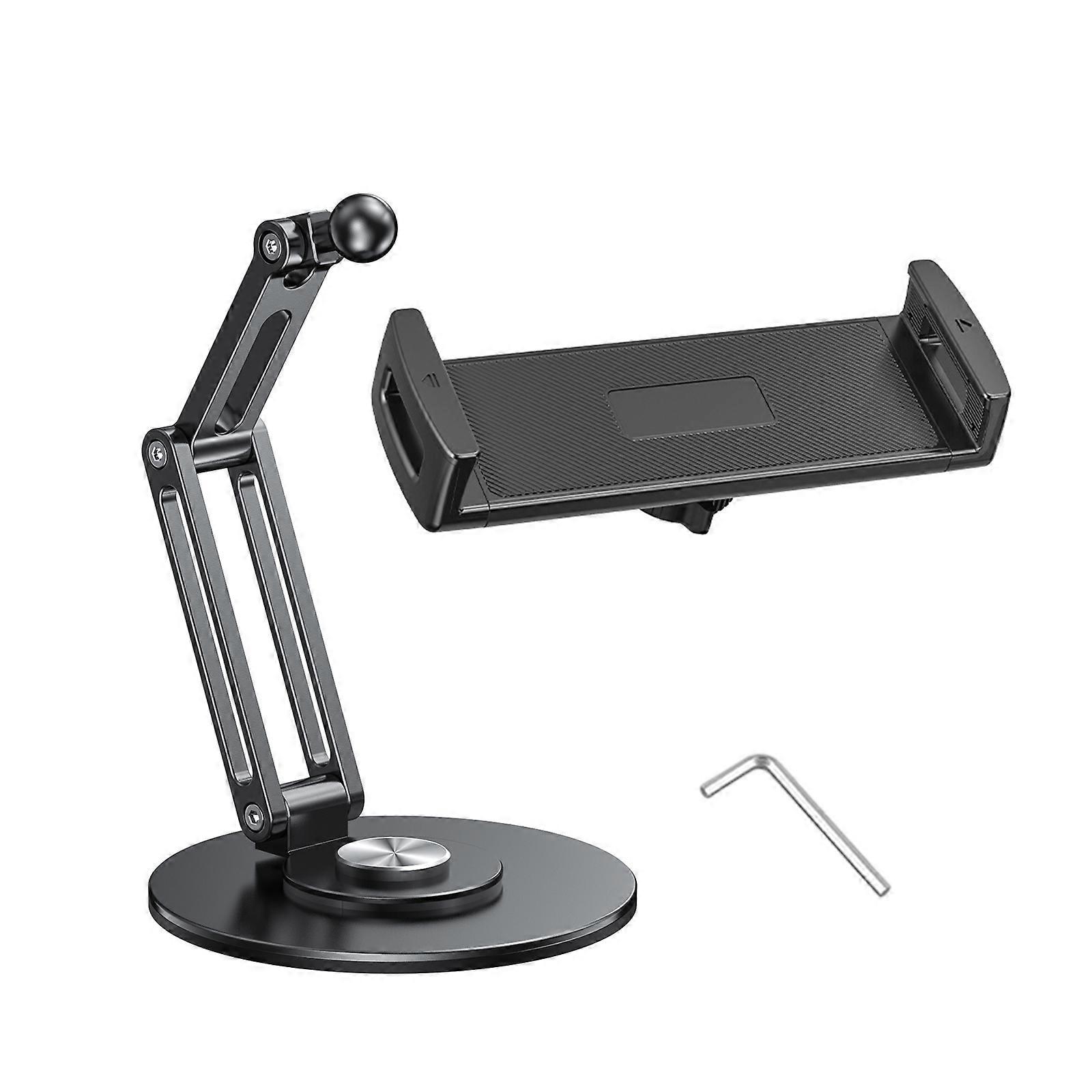 Adjustable Tablet Stand for Desk Metal Foldable Tablet Stand Portable Tablet Holder Mount Cooling Computer Notebook  Black