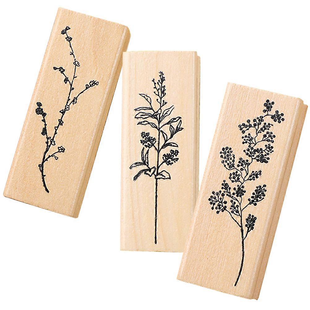 3Pcs DIY Accessory Multi-Function Stamps For Craft Projects Beige Wooden Cards