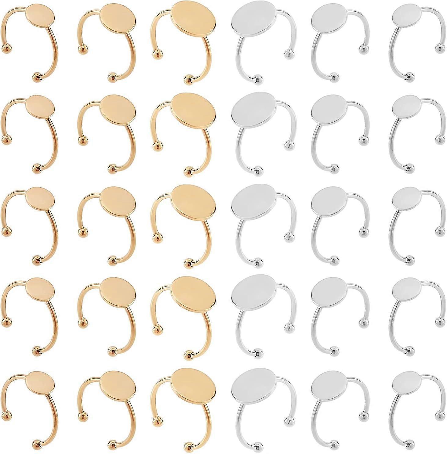30 blank rings - Stainless steel adjustable ring base, flat ring base