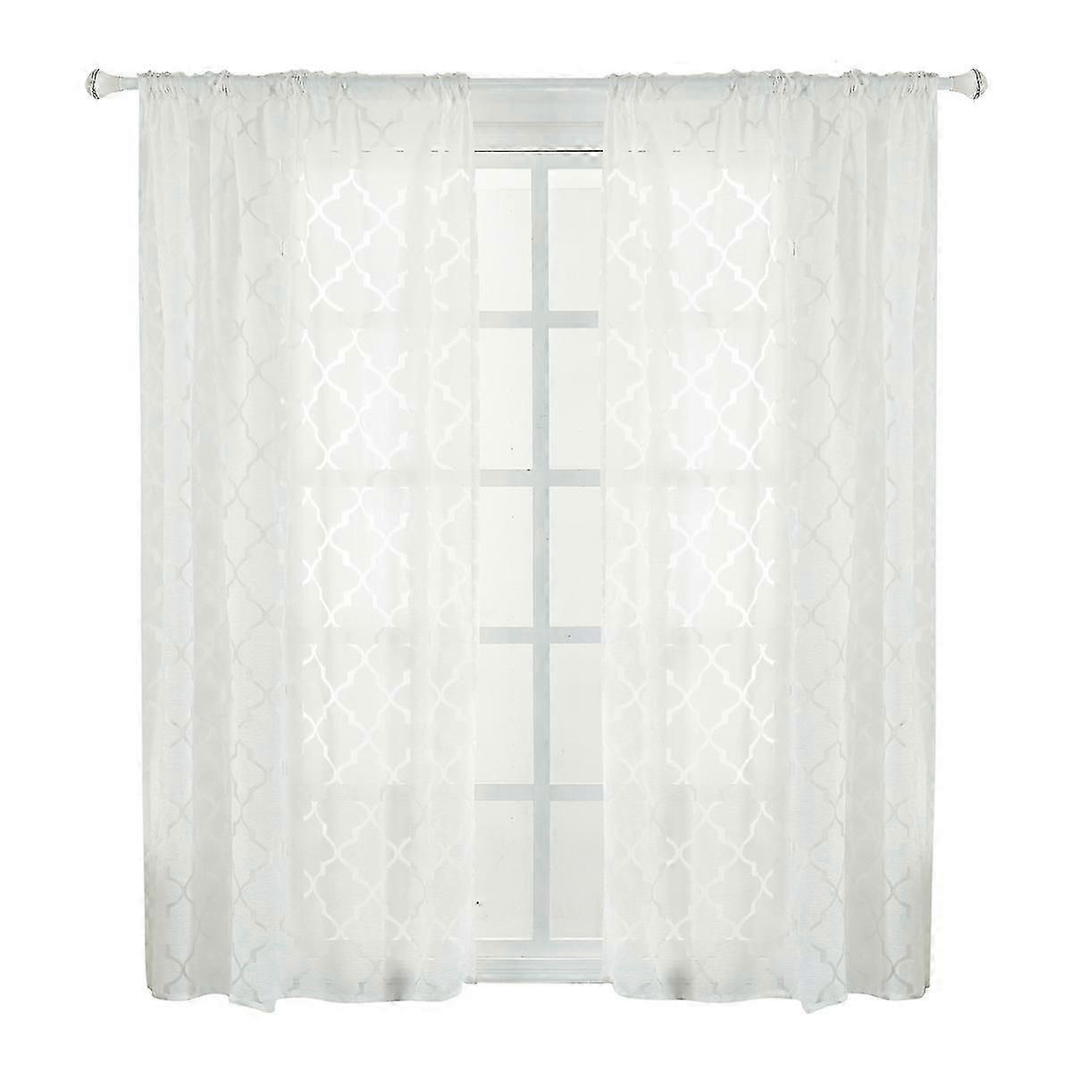 Window Tulle Bubble Shape Curtain for Window Use 1Pcs White Rod Processing