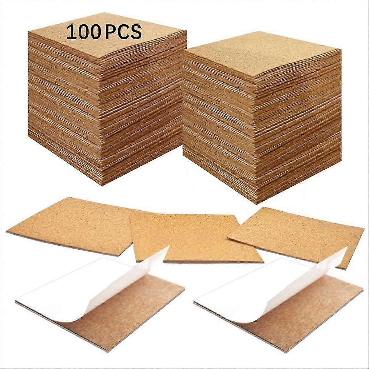100 self-adhesive corks for coasters, with self-adhesive backing