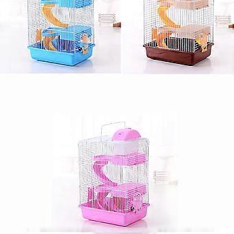 Luxe Trois Couches Hamster Cage Maison Pour Animaux De Compagnie Portable Petits Animaux Maison Chinchilla Hamster Maison (Rose)