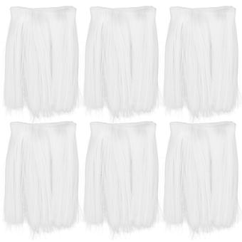 6pcs 15cm resistente al calore parrucca di capelli lisci artigianato fai da te bambola parrucche trama estensioni dei capelli (bianco)