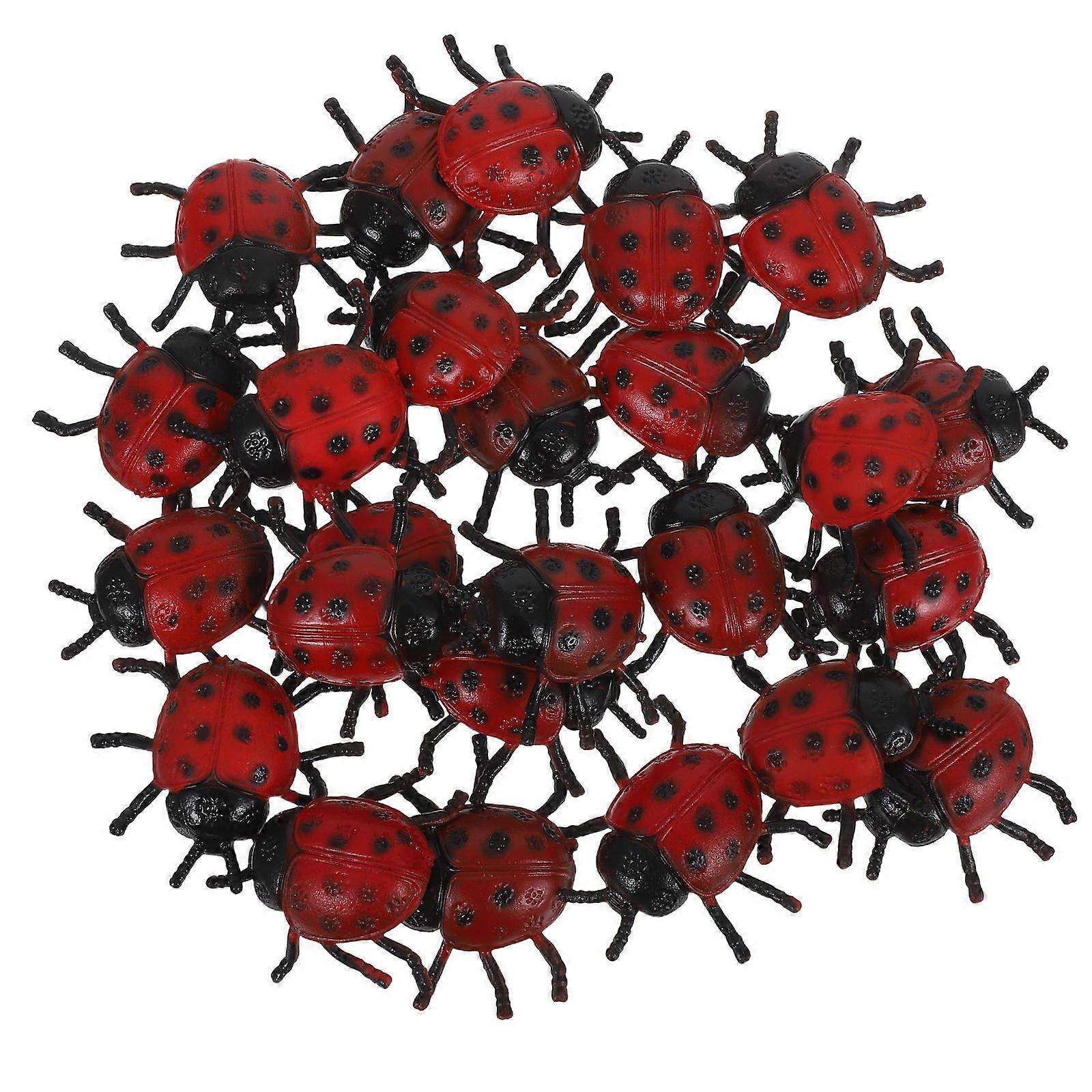 25 PCS PVC Simulation Ladybug Model Tricky Scary Toy Simulation Small Insect