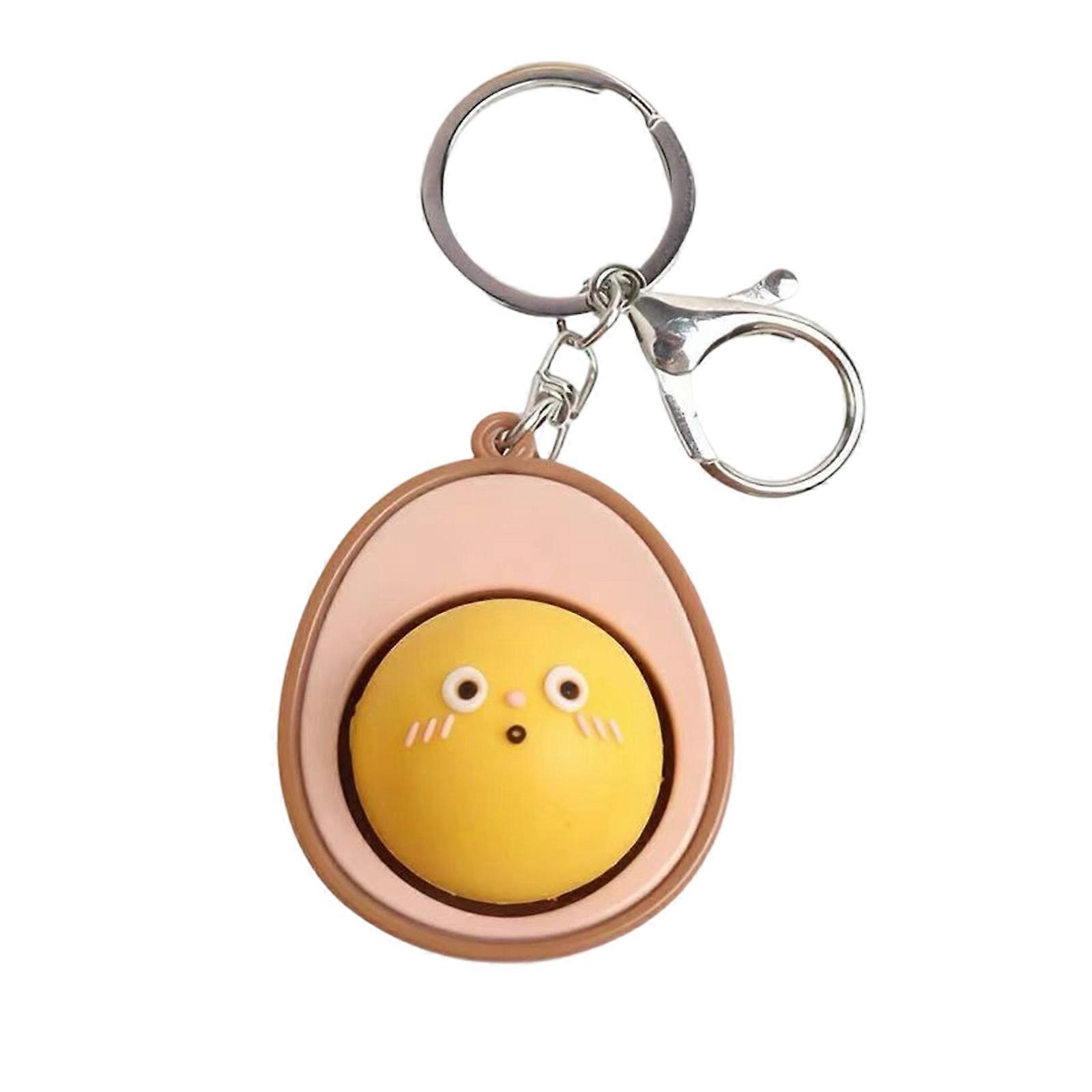 Simulated Egg Keychain Ornament with Button Decompression Function Stress Relief Toy Pendan Creative Gift-B