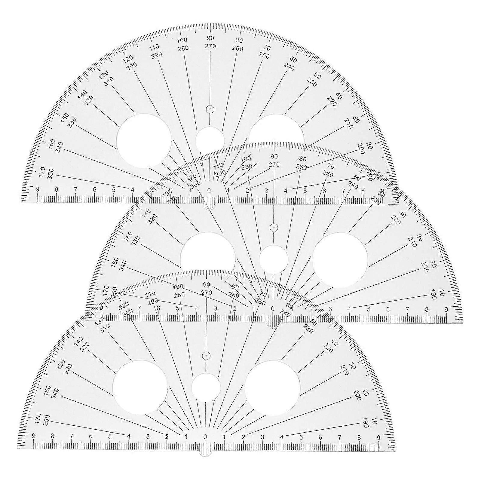 Plastic Multifunction Protractor Ruler for Measuring Use 3Pcs Clear Geometry