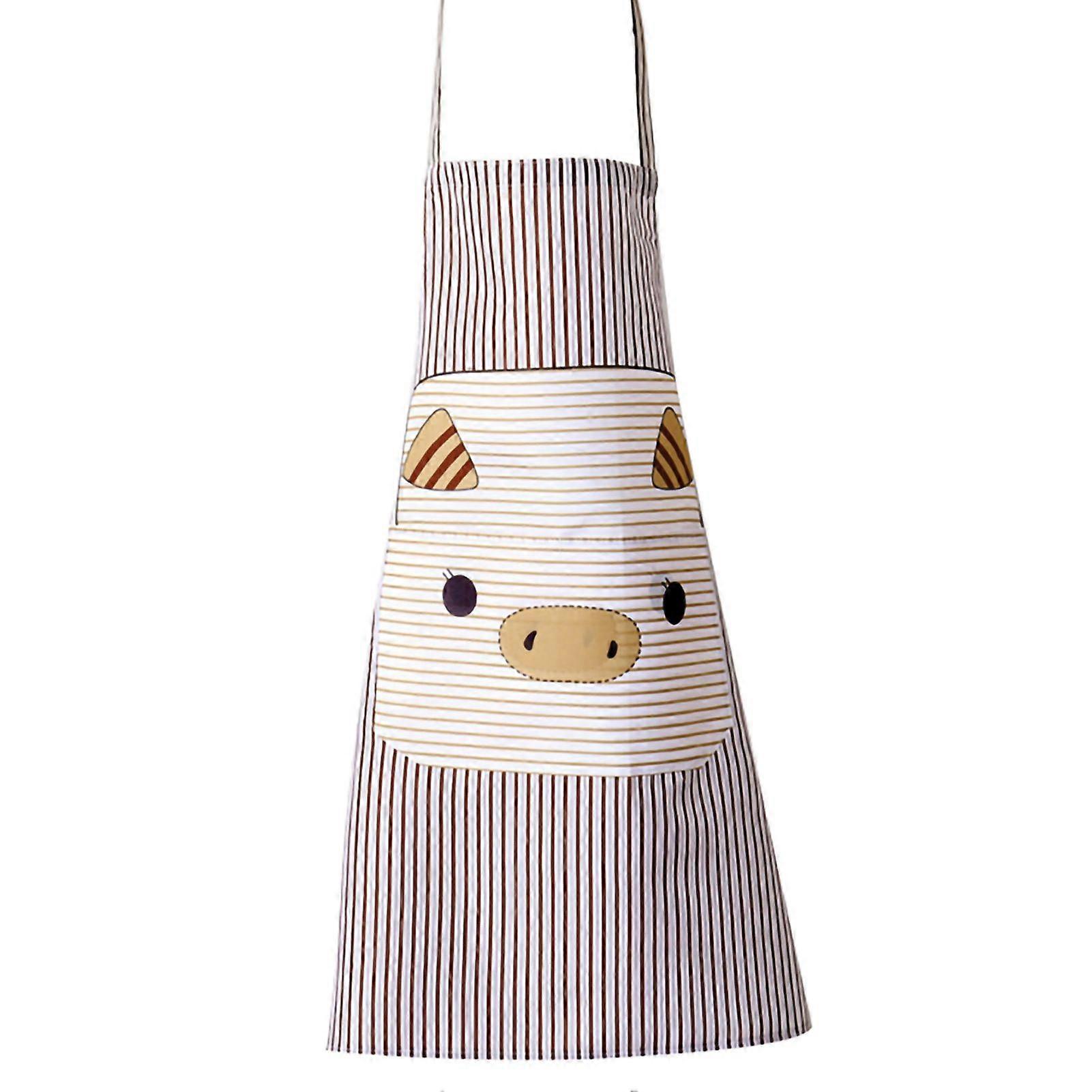Pig Pattern Kitchen Apron with Soft Strap Polyester Easy to Clean Cooking Bib for Baking